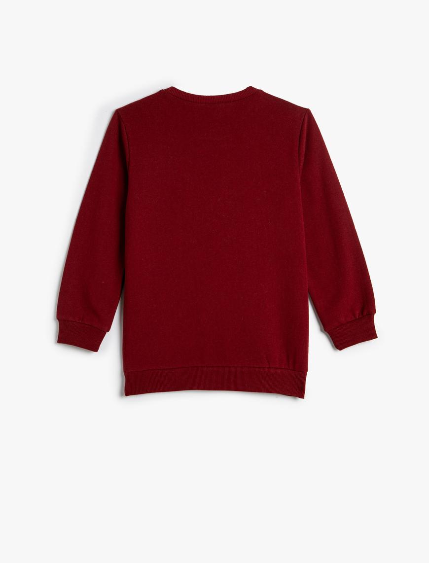  Erkek Çocuk Sweatshirt Şardonlu Bisiklet Yaka Baskılı Pamuklu