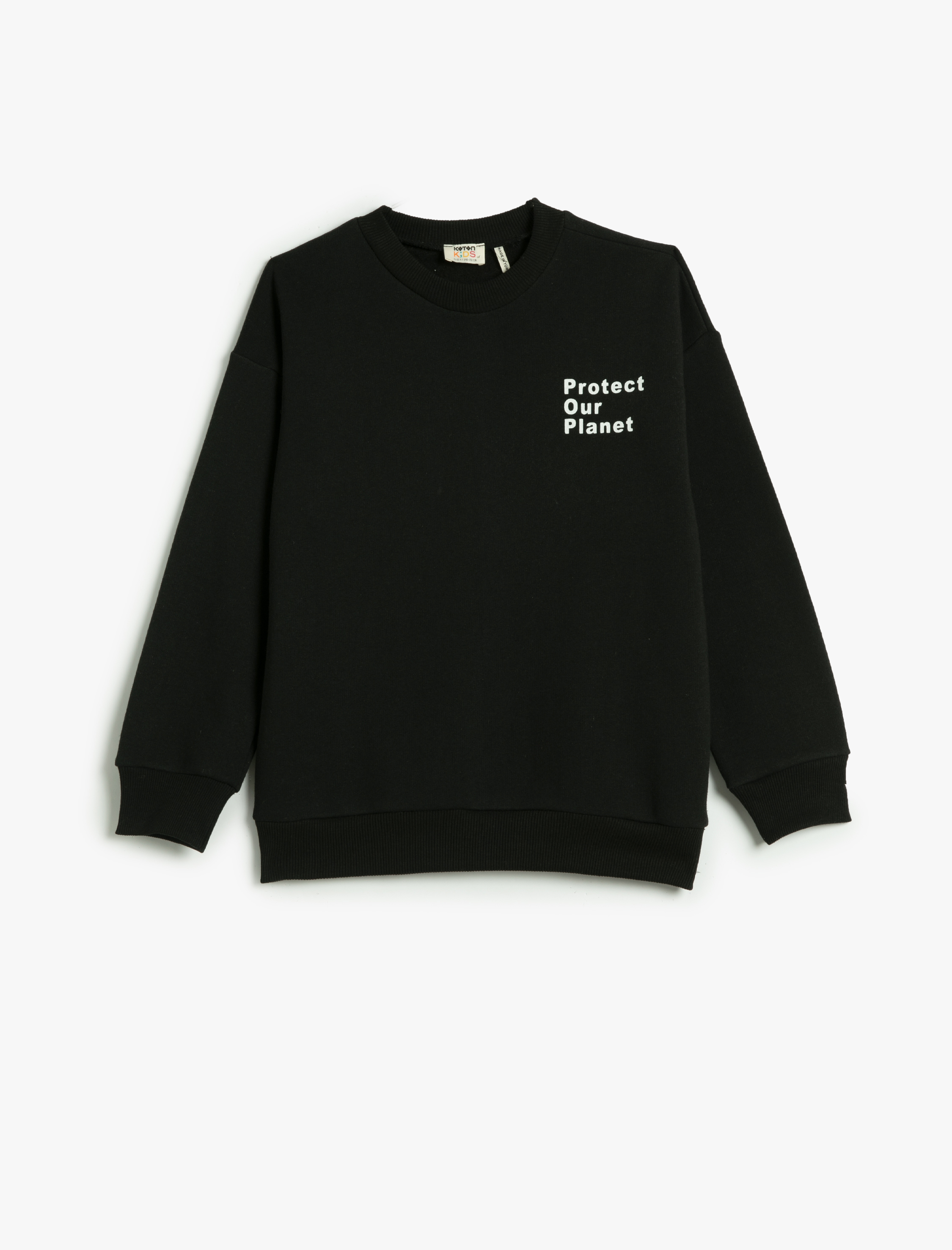  Erkek Çocuk Sweatshirt Şardonlu Baskı Detaylı Bisiklet Yaka Uzun Kollu