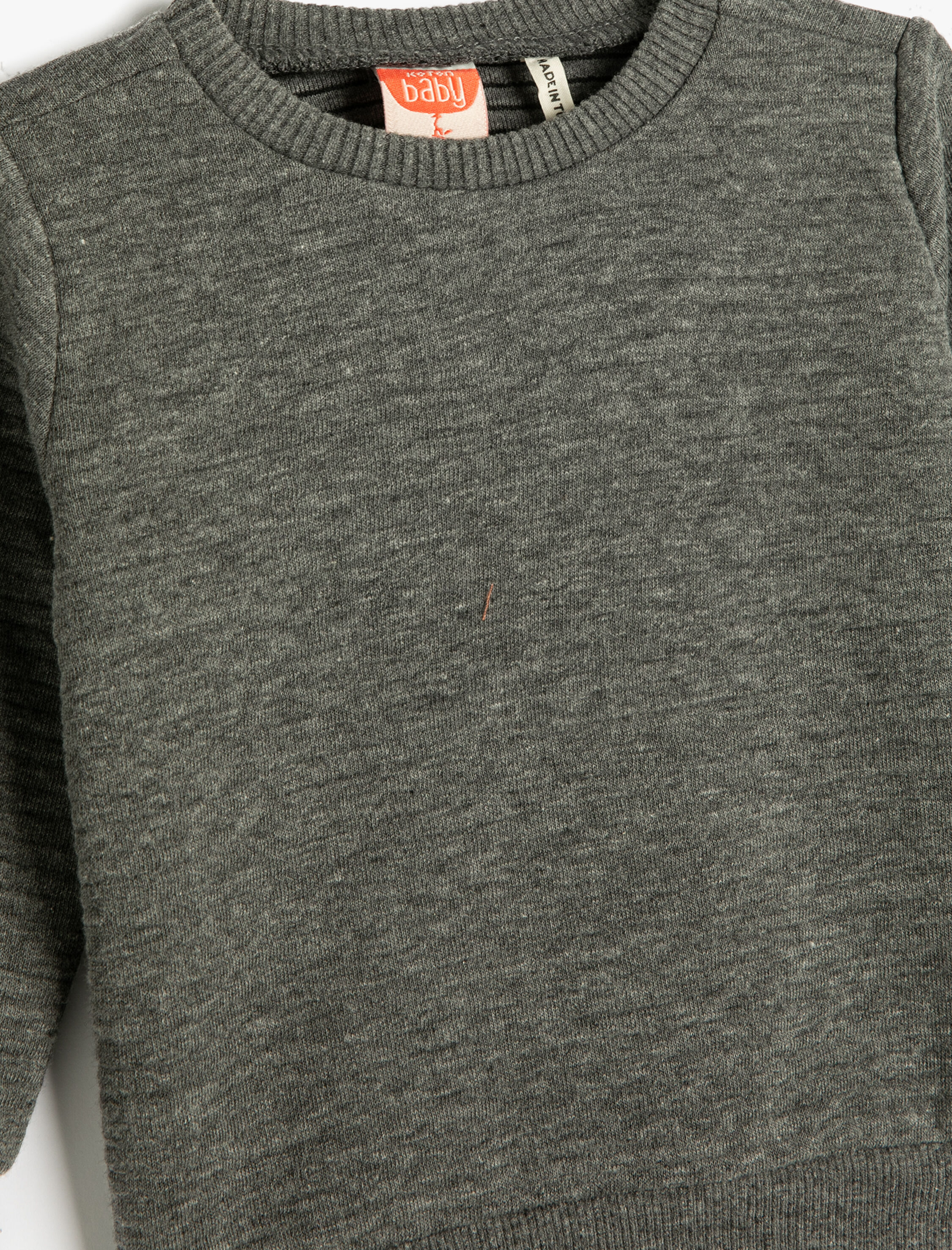  Erkek Bebek Basic Sweatshirt Dokulu Bisiklet Yaka Pamuklu