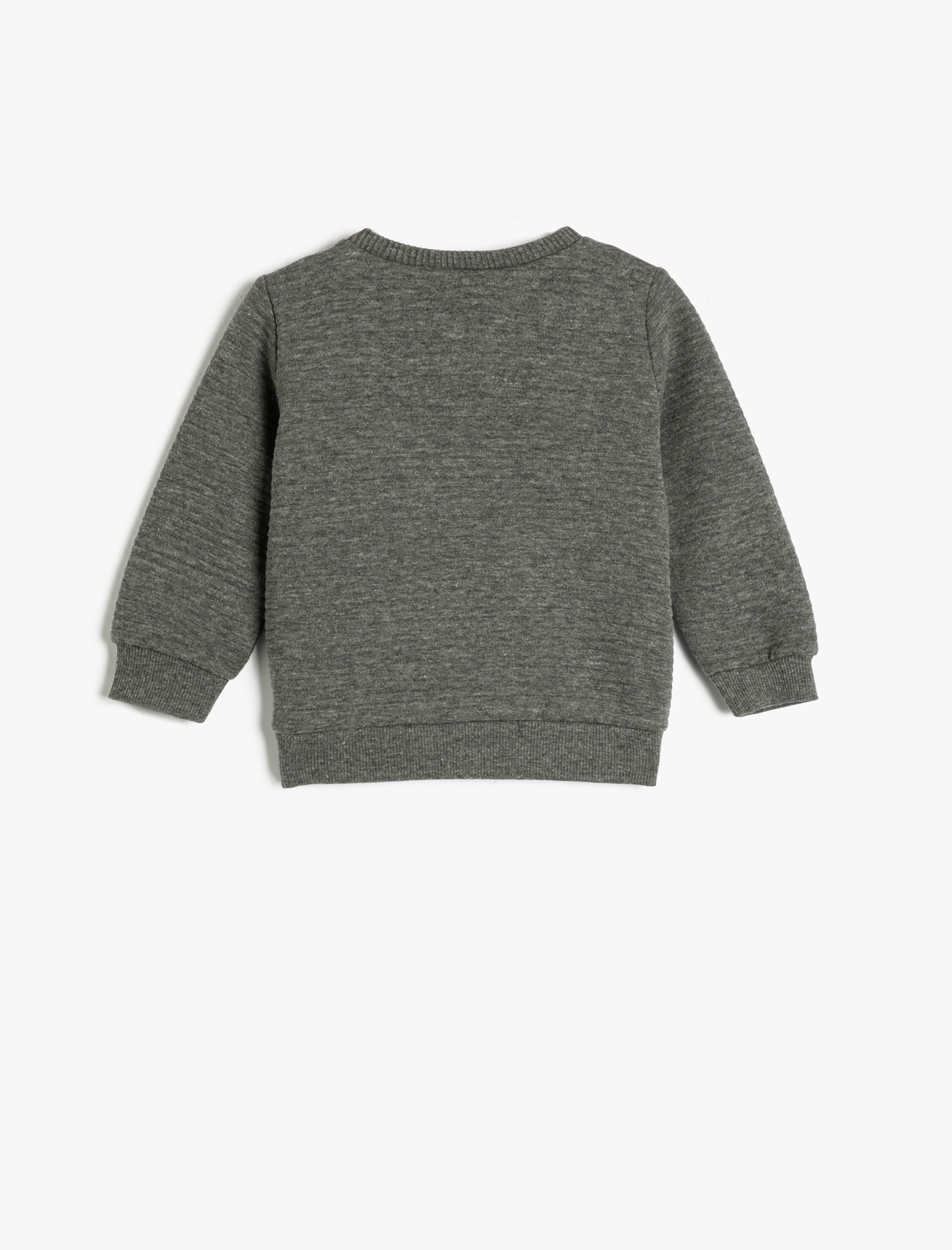  Erkek Bebek Basic Sweatshirt Dokulu Bisiklet Yaka Pamuklu