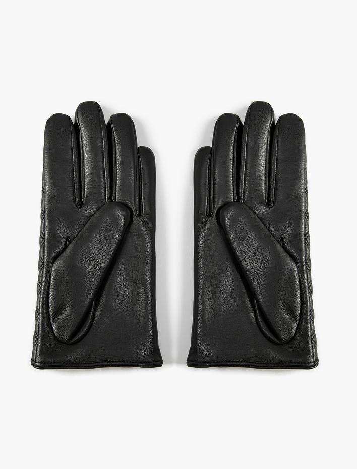 Kadın Kayak Eldiveni Suni Deri Kapitone