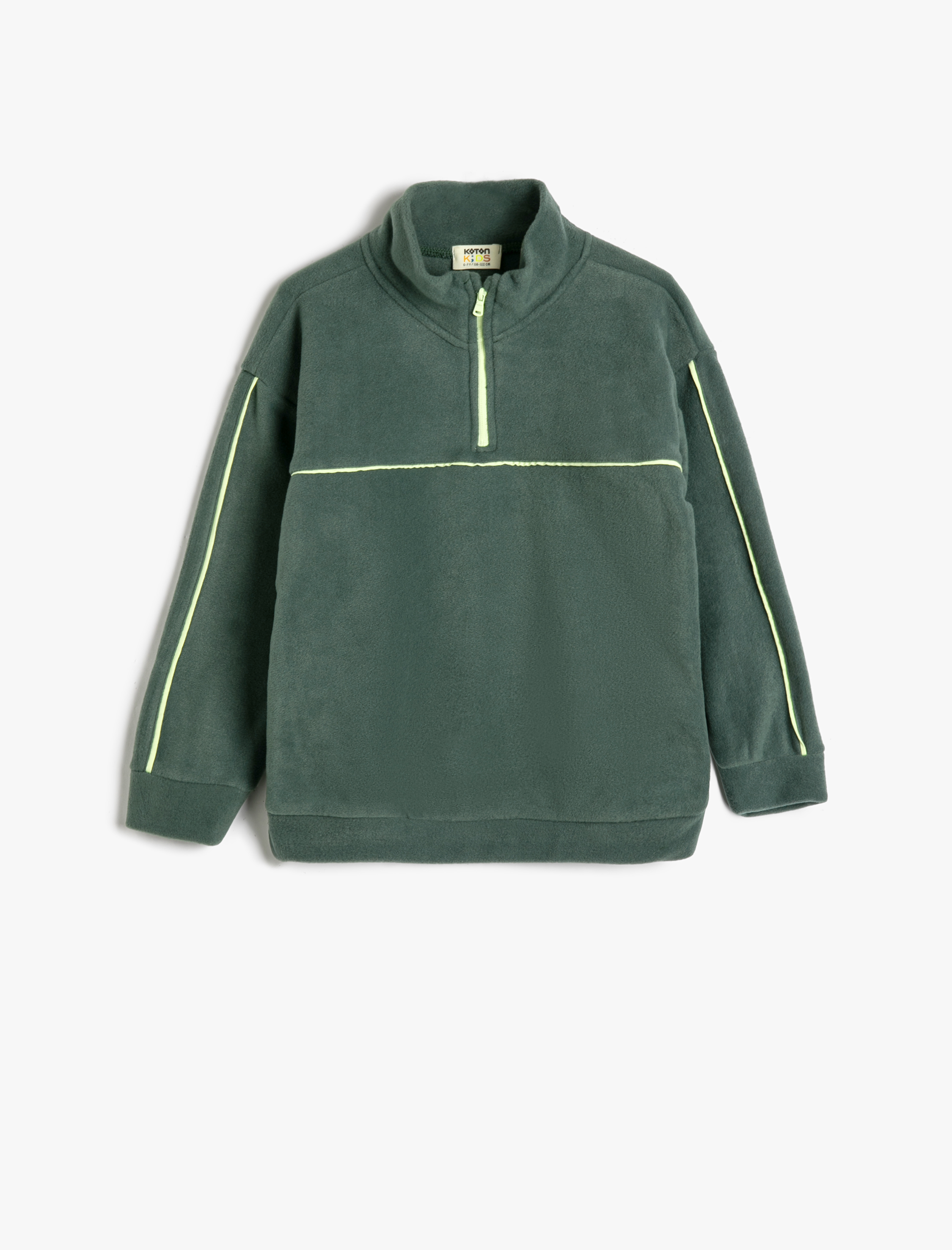  Erkek Çocuk Polar Sweatshirt Dik Yaka Yarım Fermuarlı Uzun Kollu Şardonlu