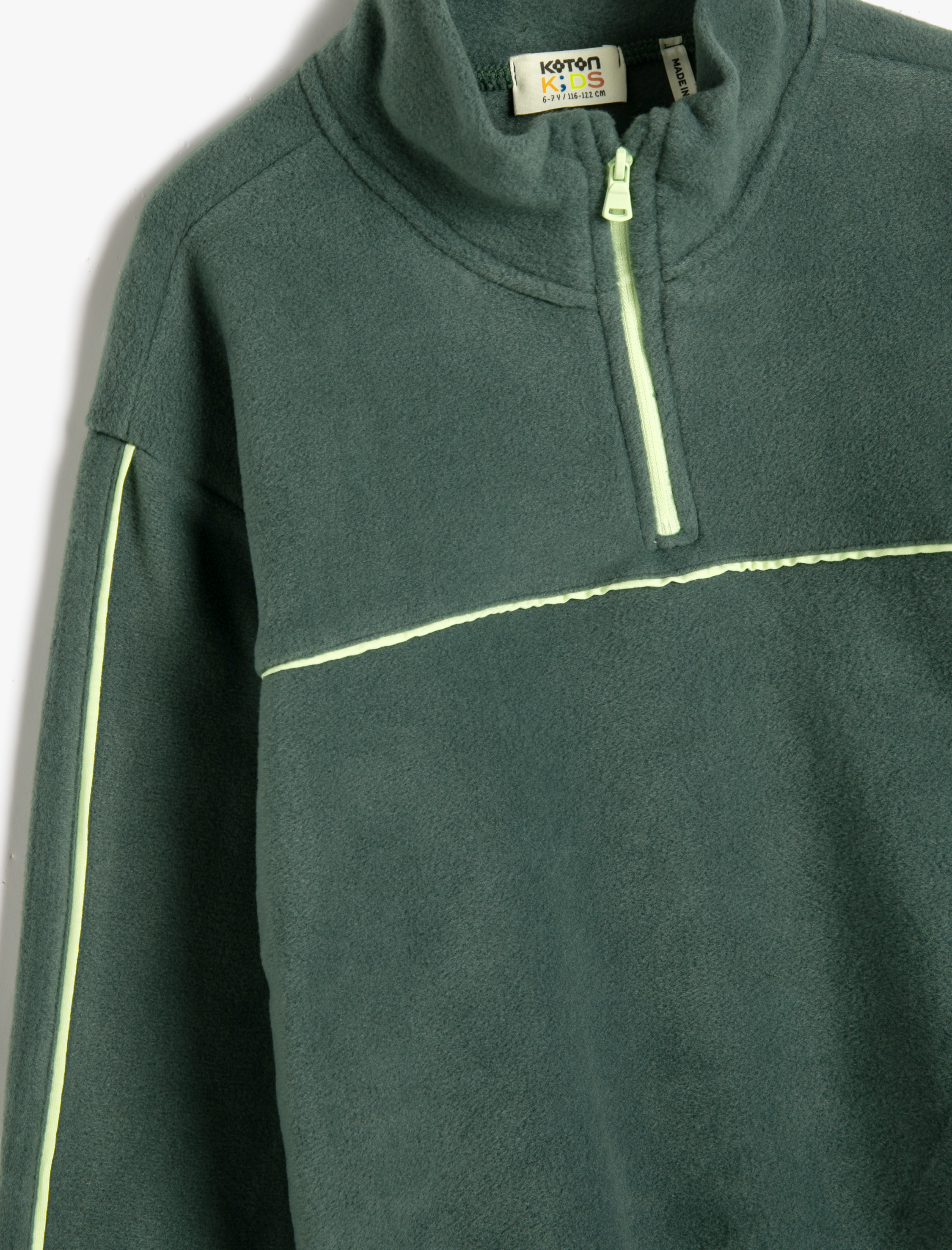  Erkek Çocuk Polar Sweatshirt Dik Yaka Yarım Fermuarlı Uzun Kollu Şardonlu