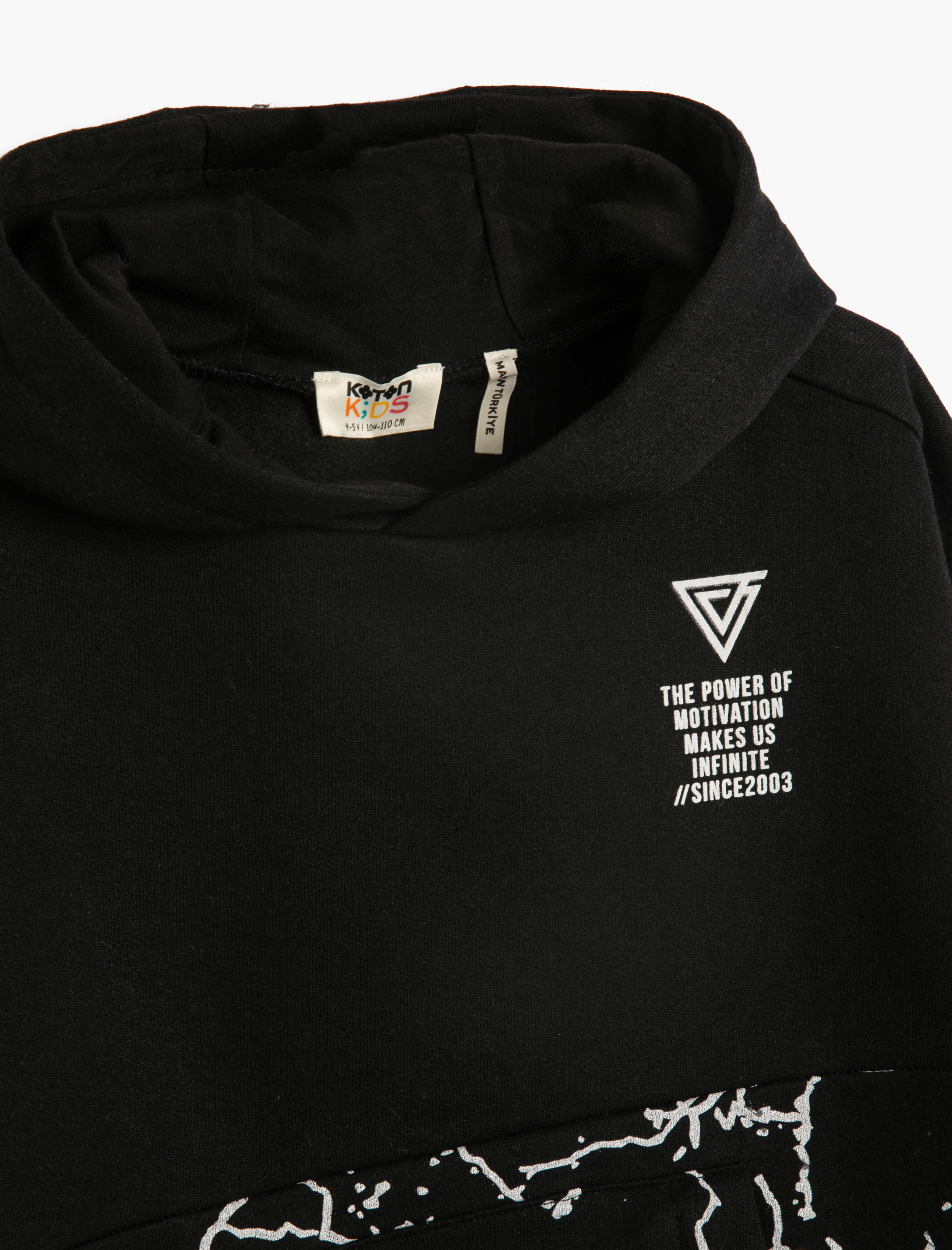  Erkek Çocuk Kapşonlu Sweatshirt Kanguru Cepli Baskılı Uzun Kollu Şardonlu