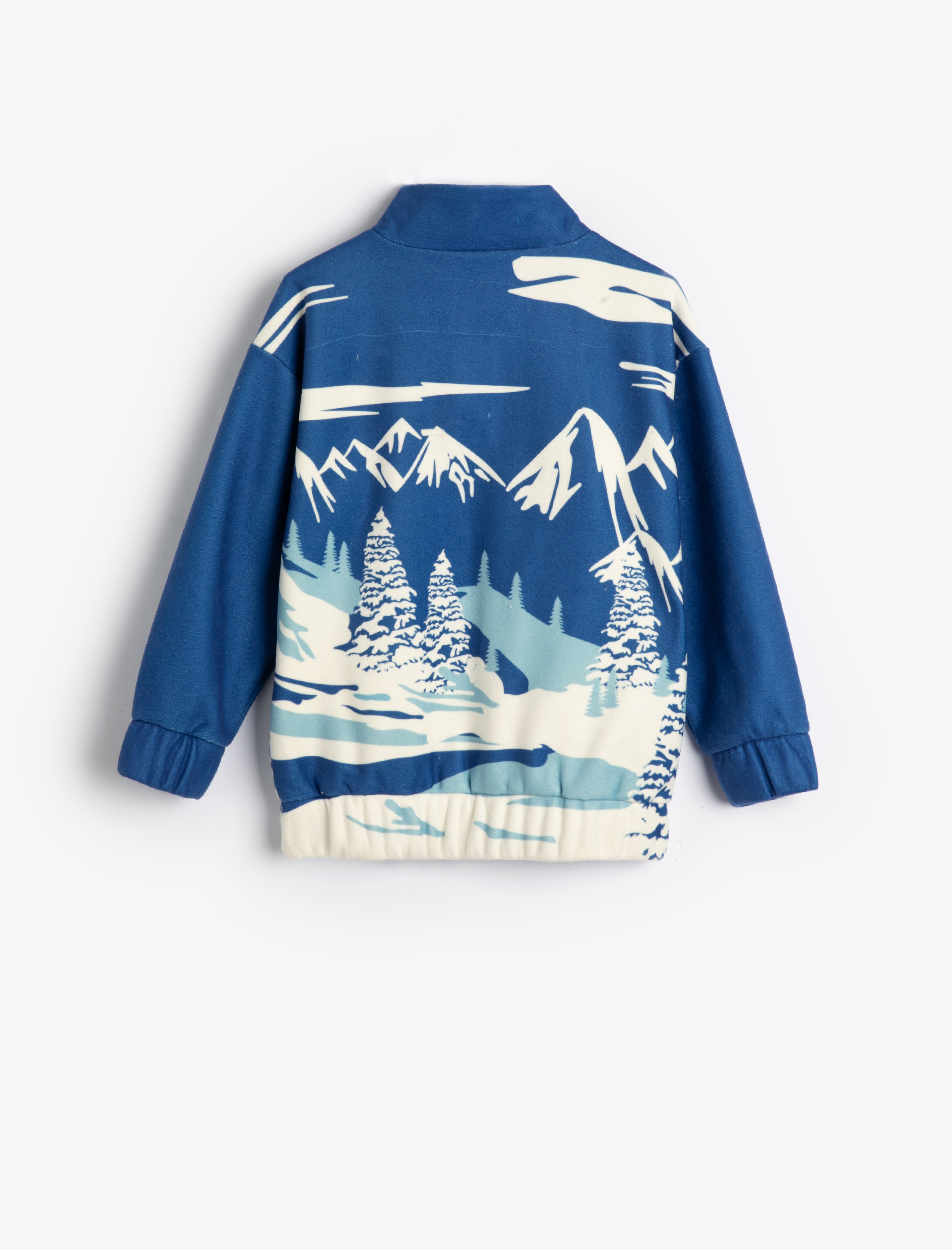  Erkek Çocuk Sweatshirt Kayak Baskılı Dik Yaka Uzun Kollu Kanguru Cepli Şardonlu