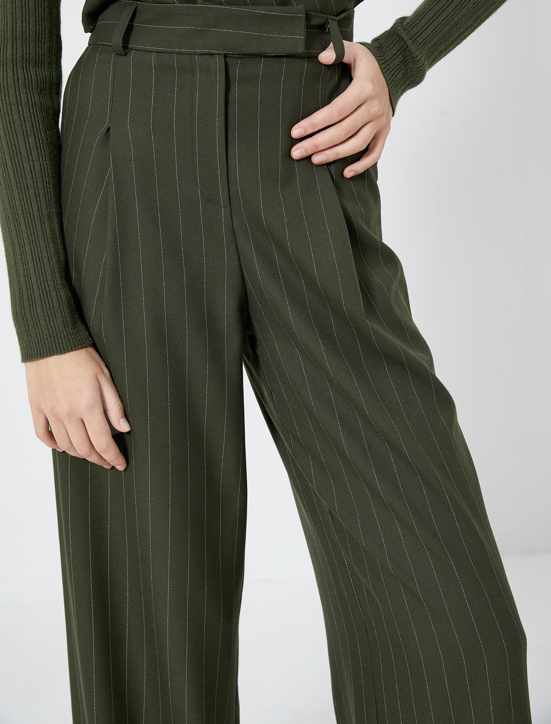   Palazzo Pantolon Pile Detaylı Yüksek Bel