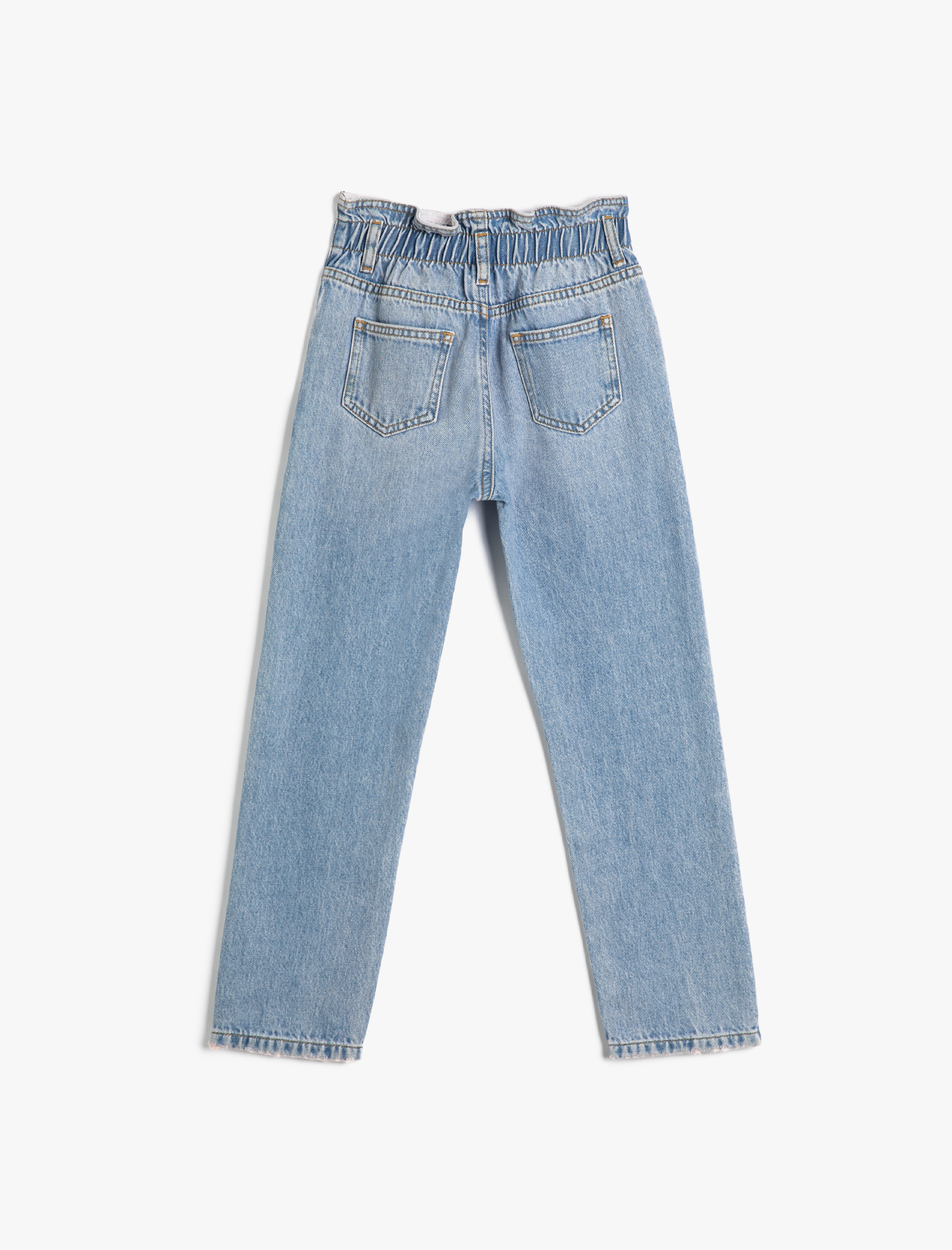  Kız Çocuk Dar Paça Kot Pantolon Pamuklu - Skinny Jean Beli Ayarlanabilir Lastikli