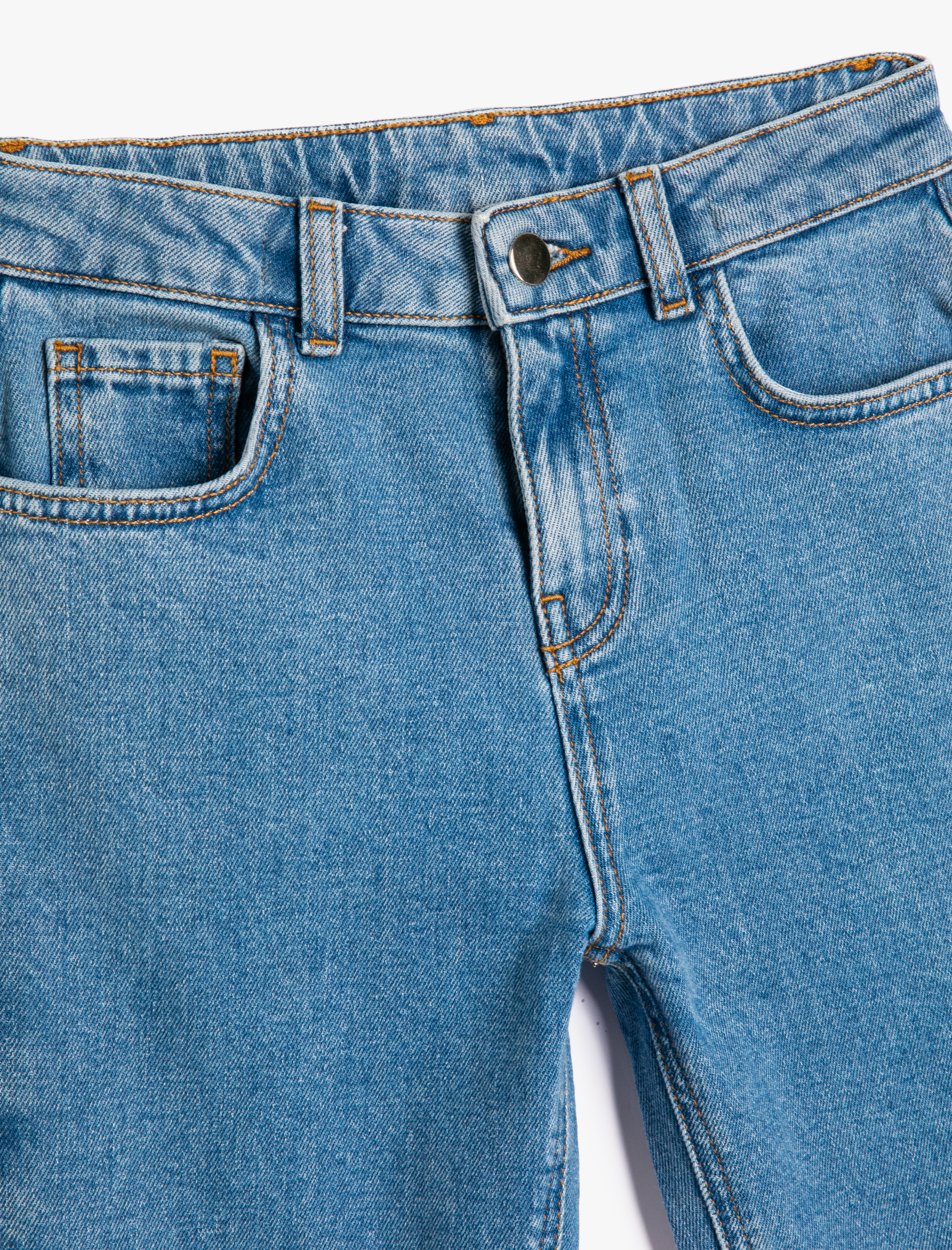  Kız Çocuk Kot Pantolon Rahat Kesim Beli Lastikli - Mom Jean