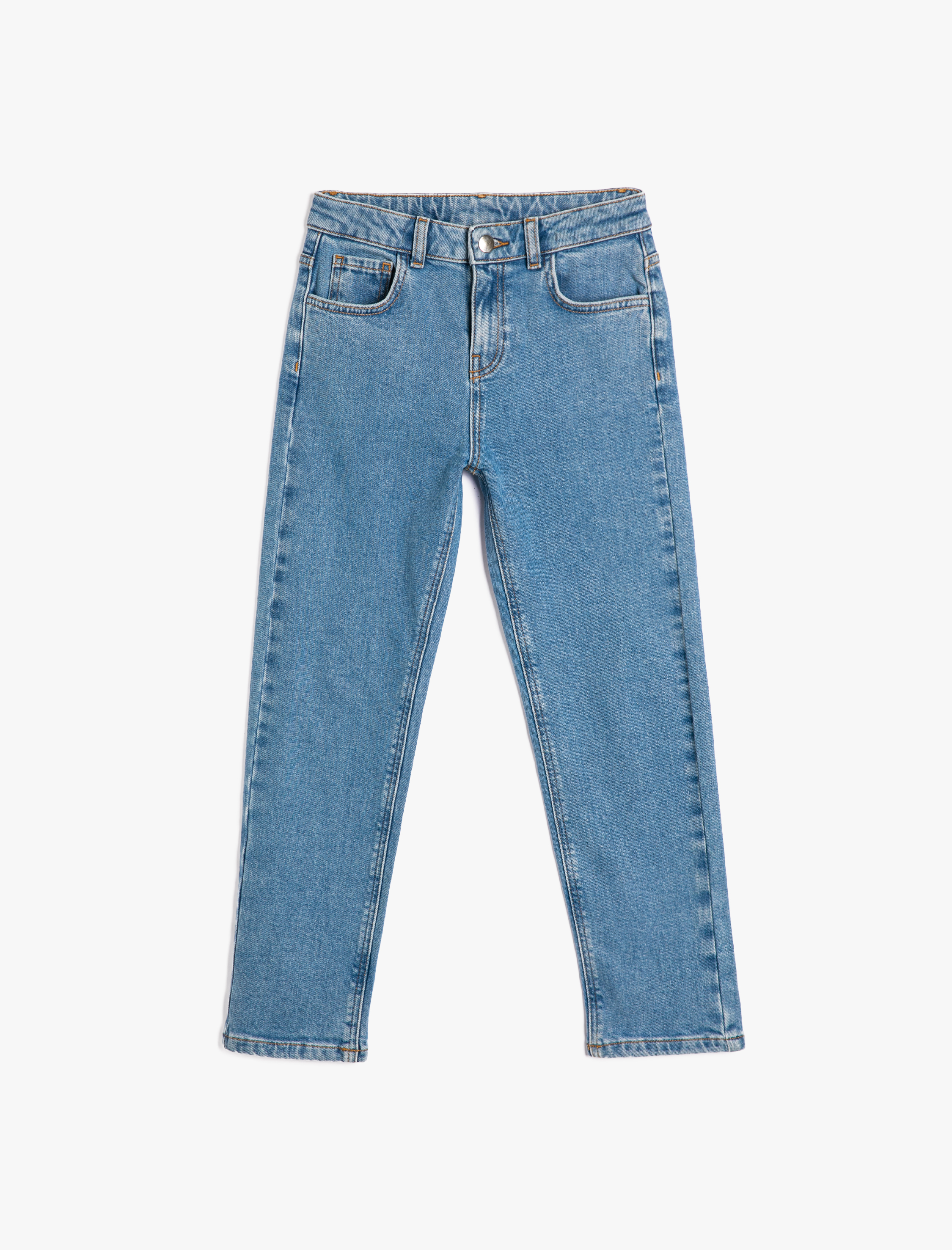  Kız Çocuk Kot Pantolon Rahat Kesim Beli Lastikli - Mom Jean