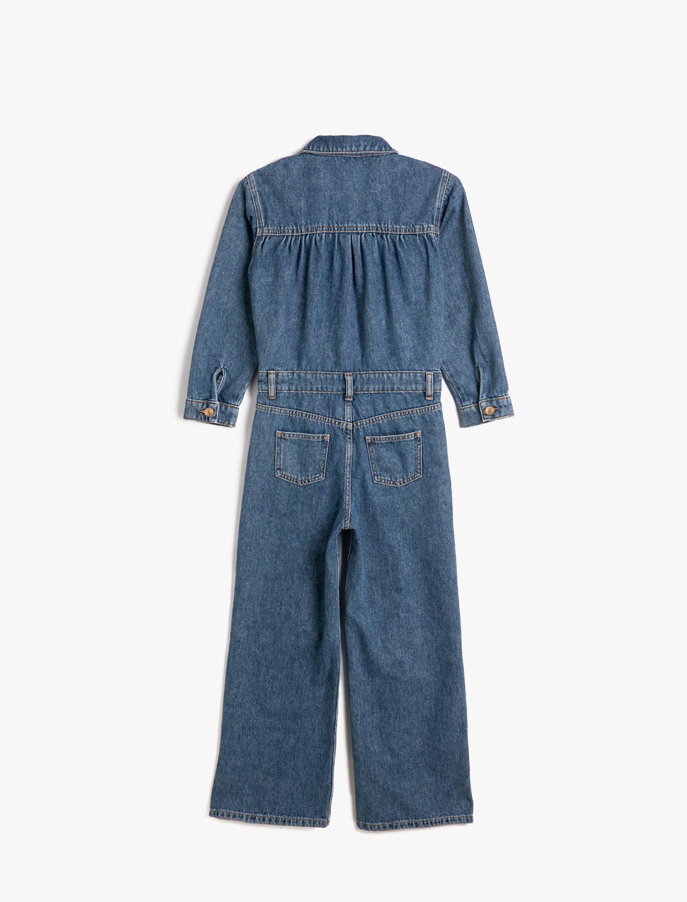  Kız Çocuk Kot Tulum Cep Detaylı Düğme Kapamalı Rahat Kesim