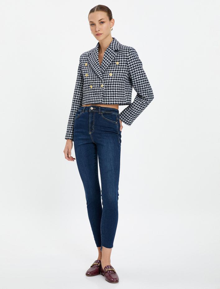  Yüksek Bel Kot Pantolon Dar Paça Dar Kesim - Carmen Jean