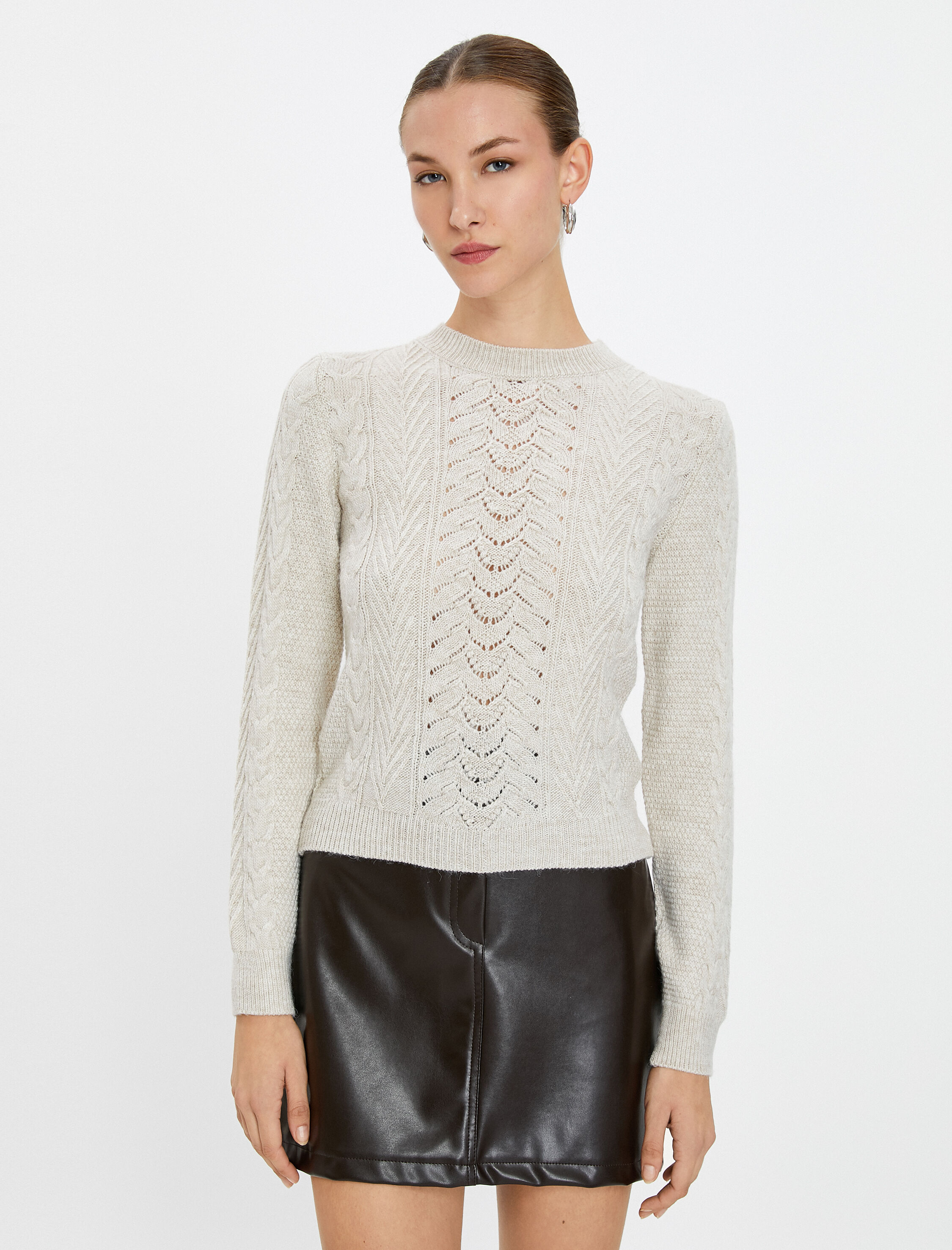   Örgü Kazak Bisiklet Yaka Uzun Kollu Desenli