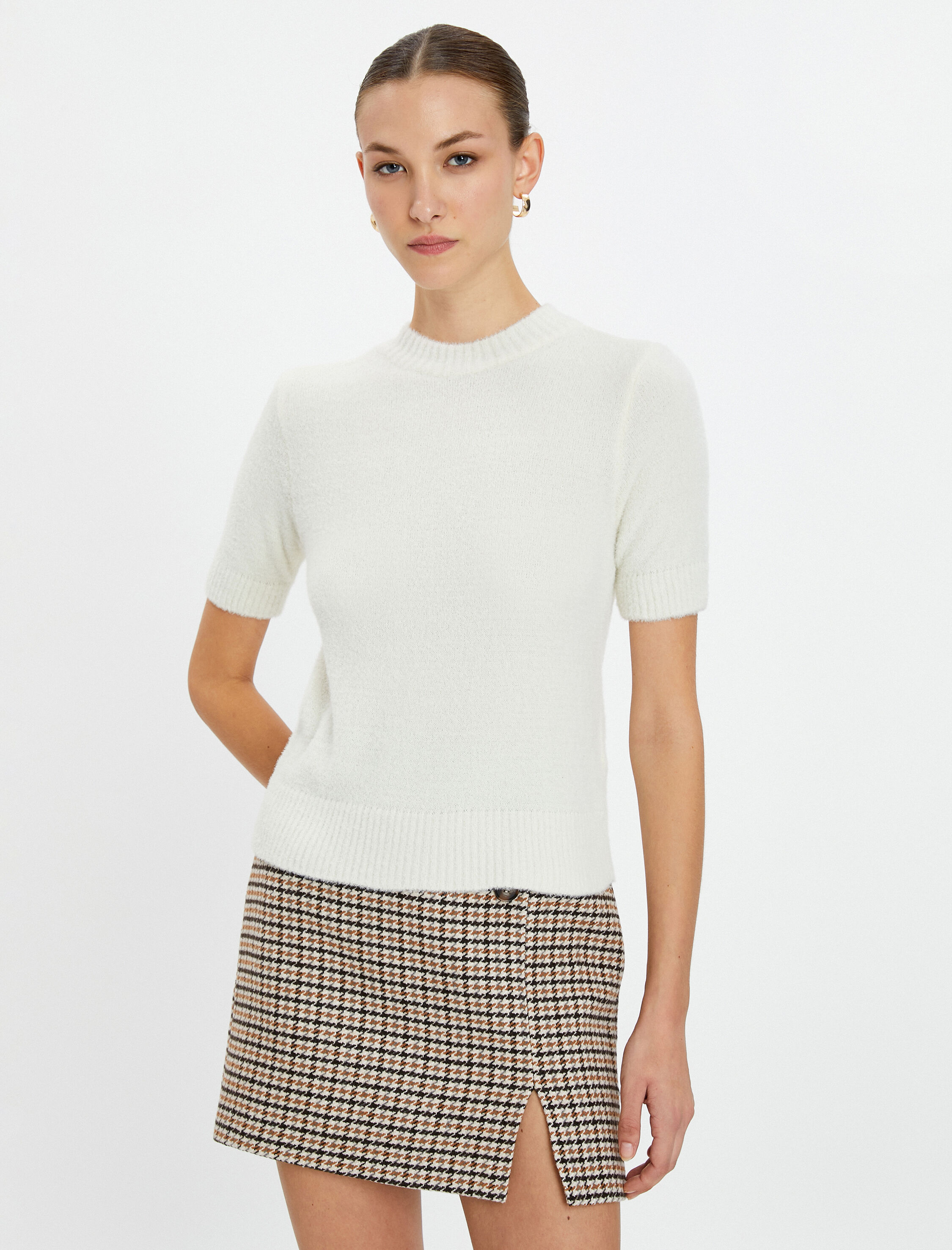   Kısa Kollu Triko Kazak Ribanalı Normal Kesim