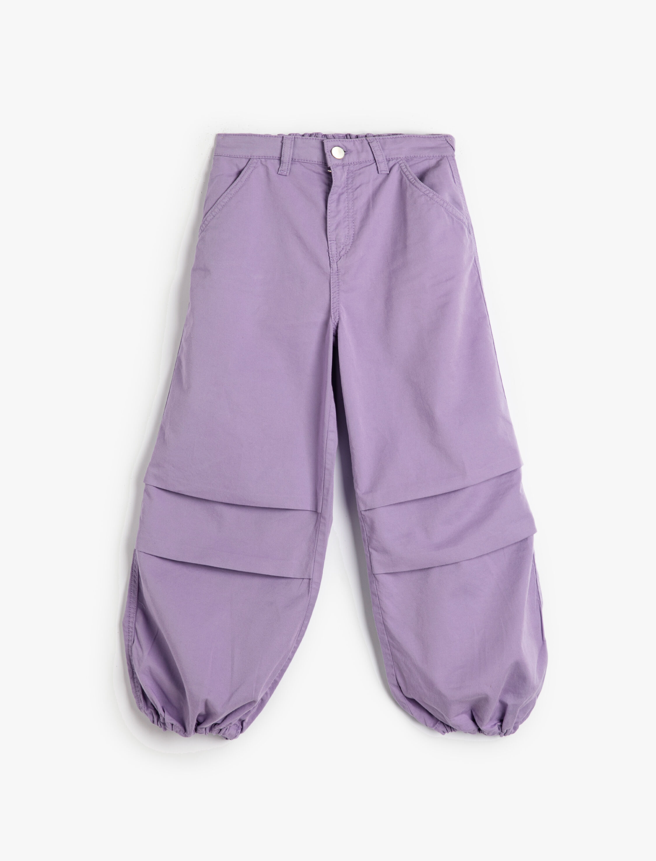  Kız Çocuk Paraşüt Kot Pantolon Pamuklu Beli Lastikli Cepli - Parachute Jean