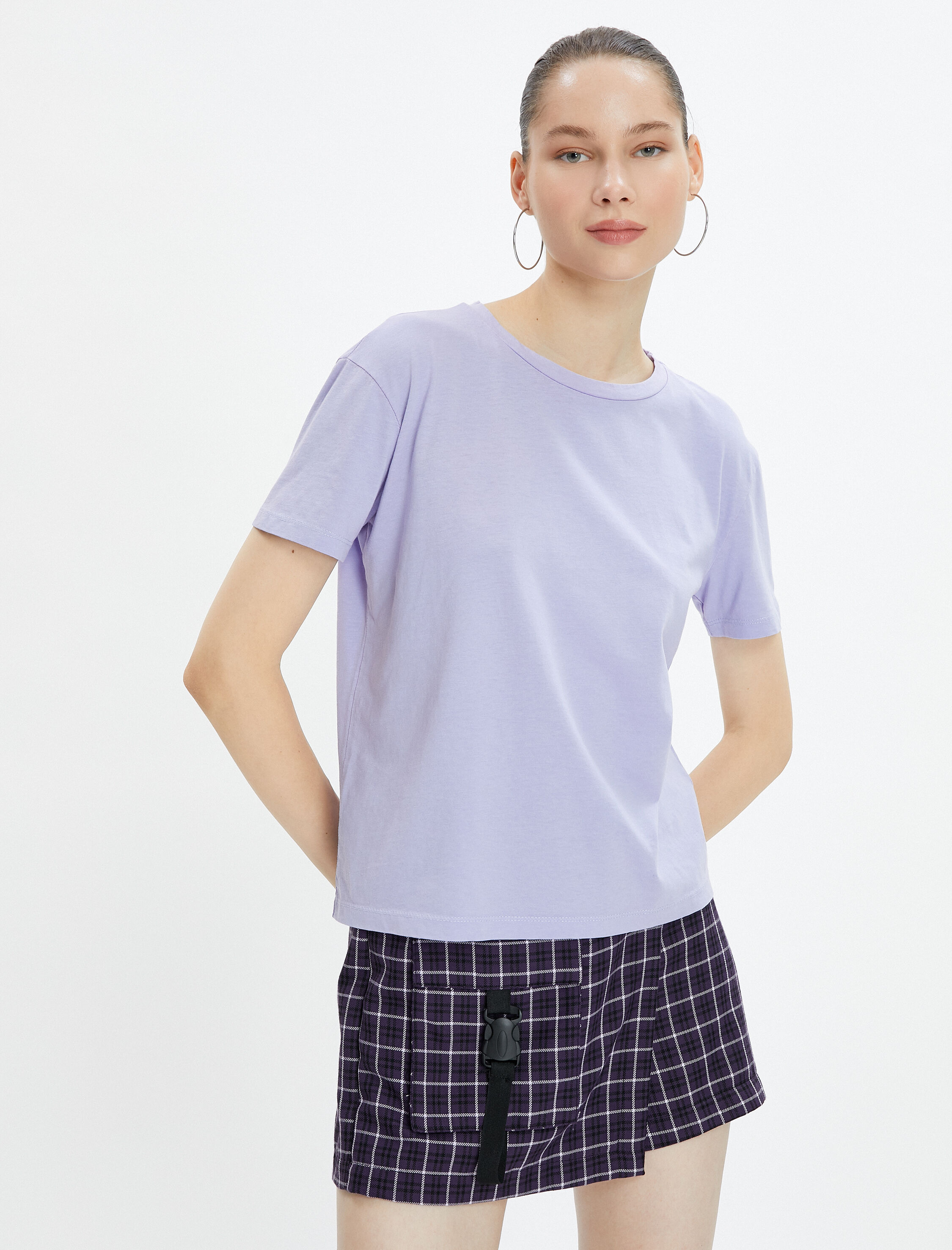 Basic Tişört Kısa Kollu Bisiklet Yaka Pamuklu