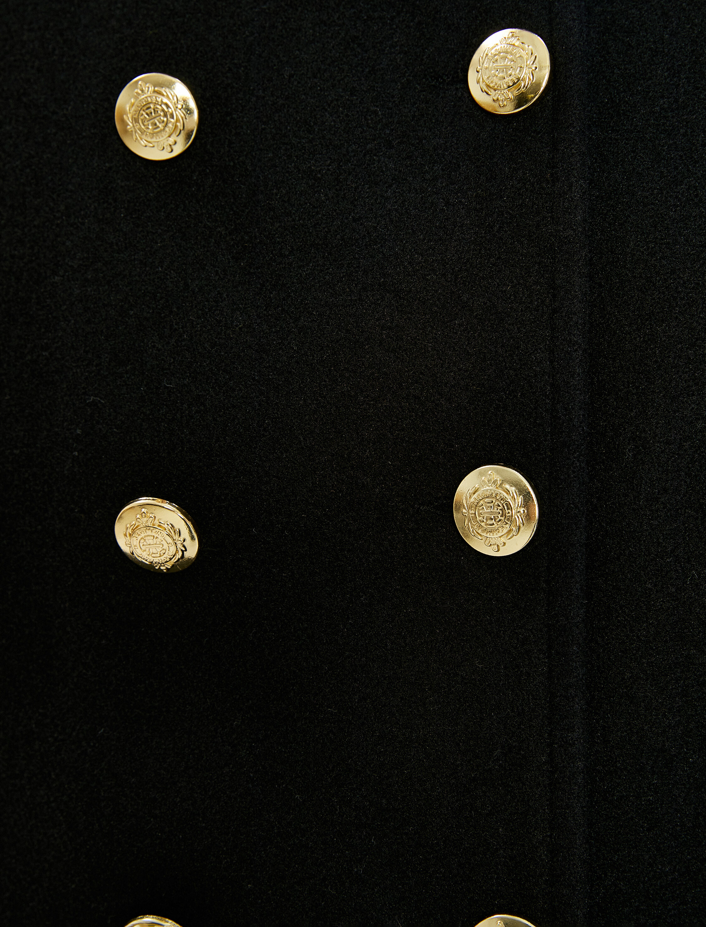   Kısa Kaşe Kaban Gold Düğmeli Kruvaze Kapama Cep Detaylı