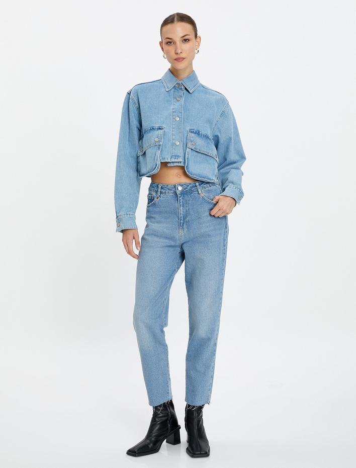  Normal Bel Kot Pantolon Hafif Dar Paça - Mom Jean