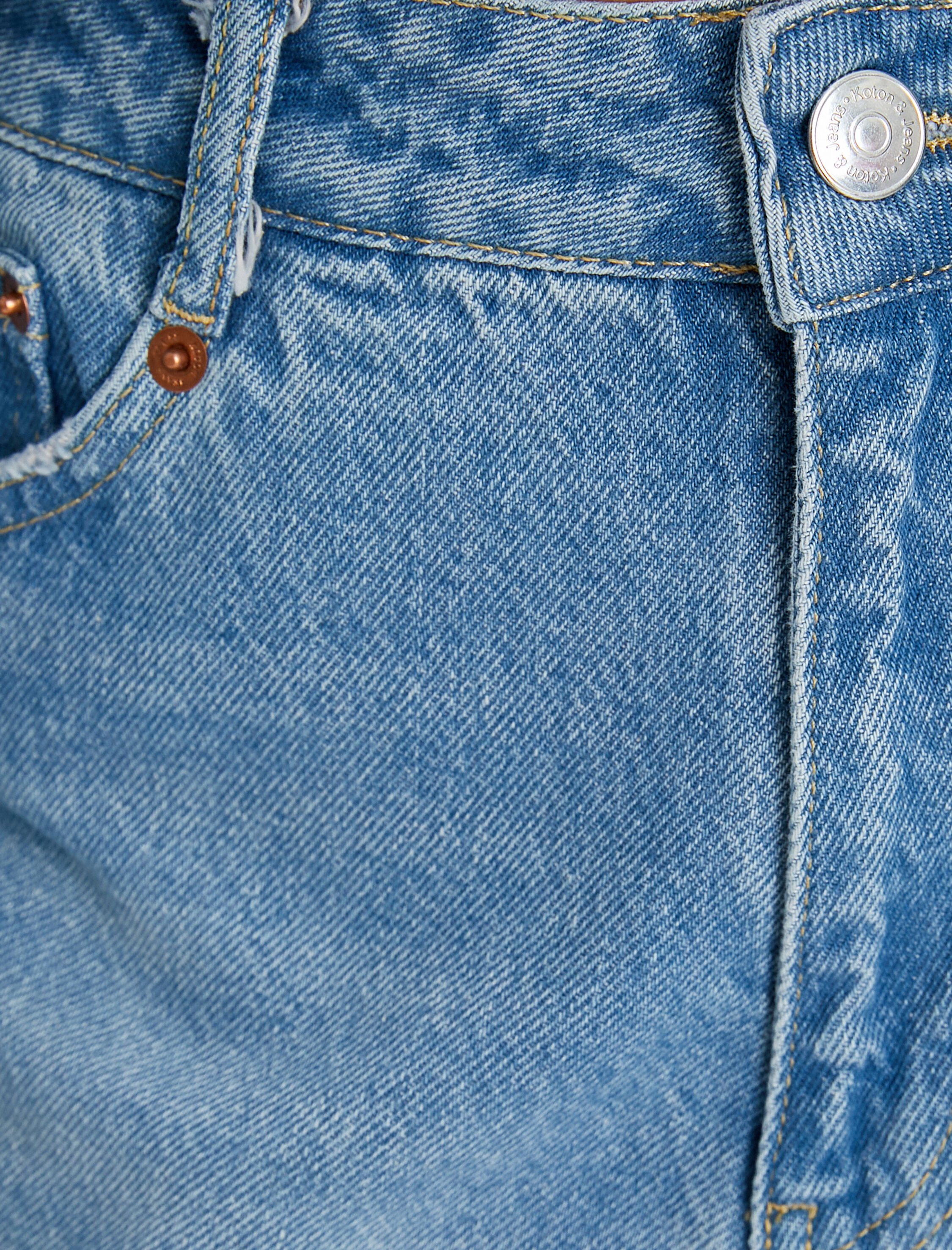   Normal Bel Kot Pantolon Hafif Dar Paça - Mom Jean