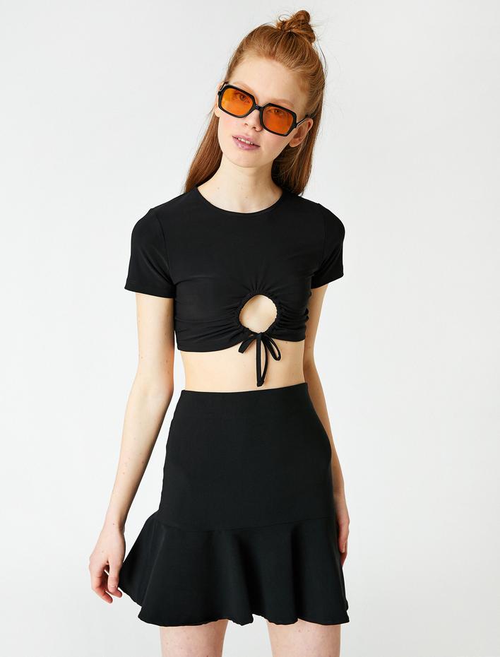  Yüksek Bel Fırfırlı Etek