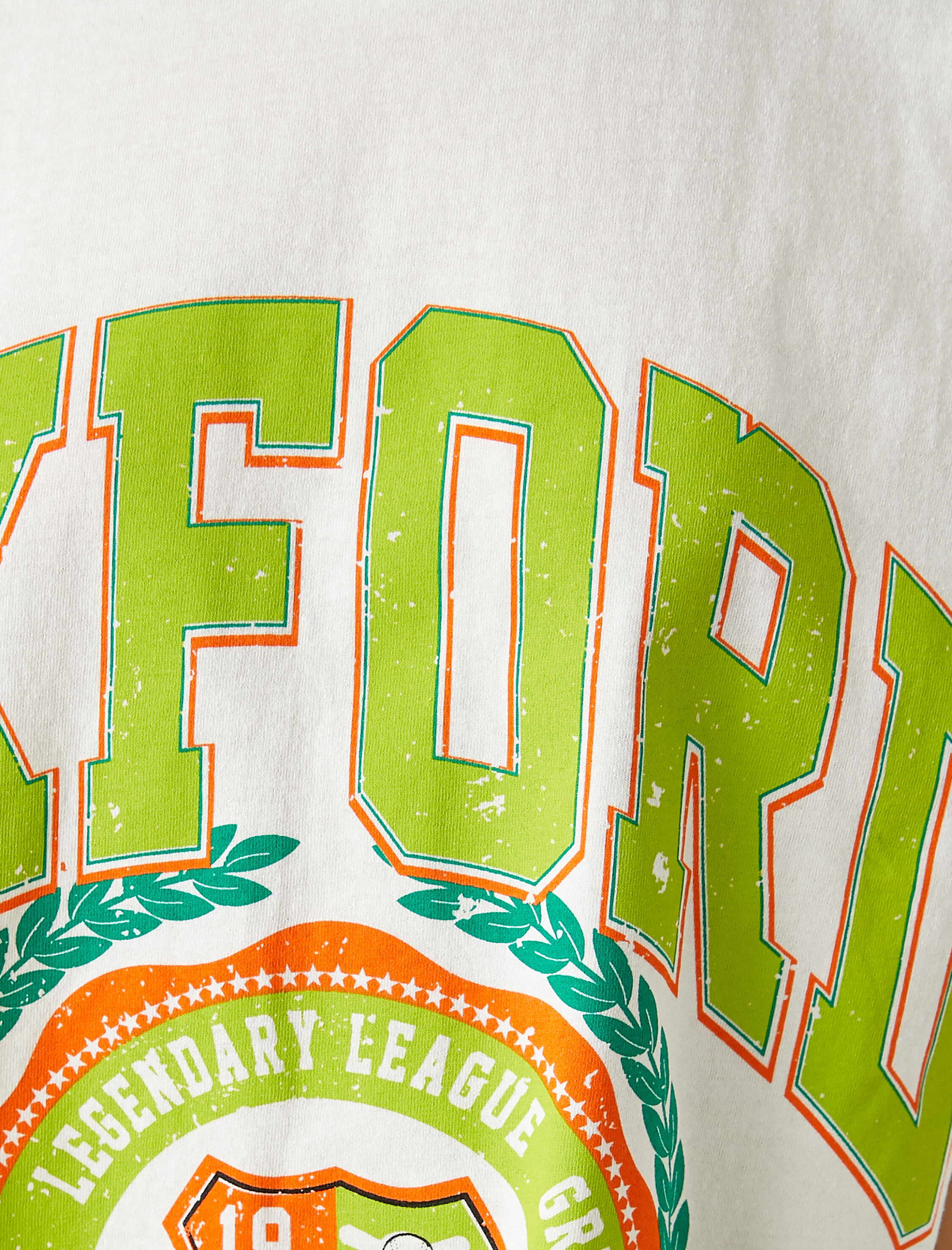   Oversize Kolej Baskılı Kısa Kollu Bisiklet Yaka Crop Tişört