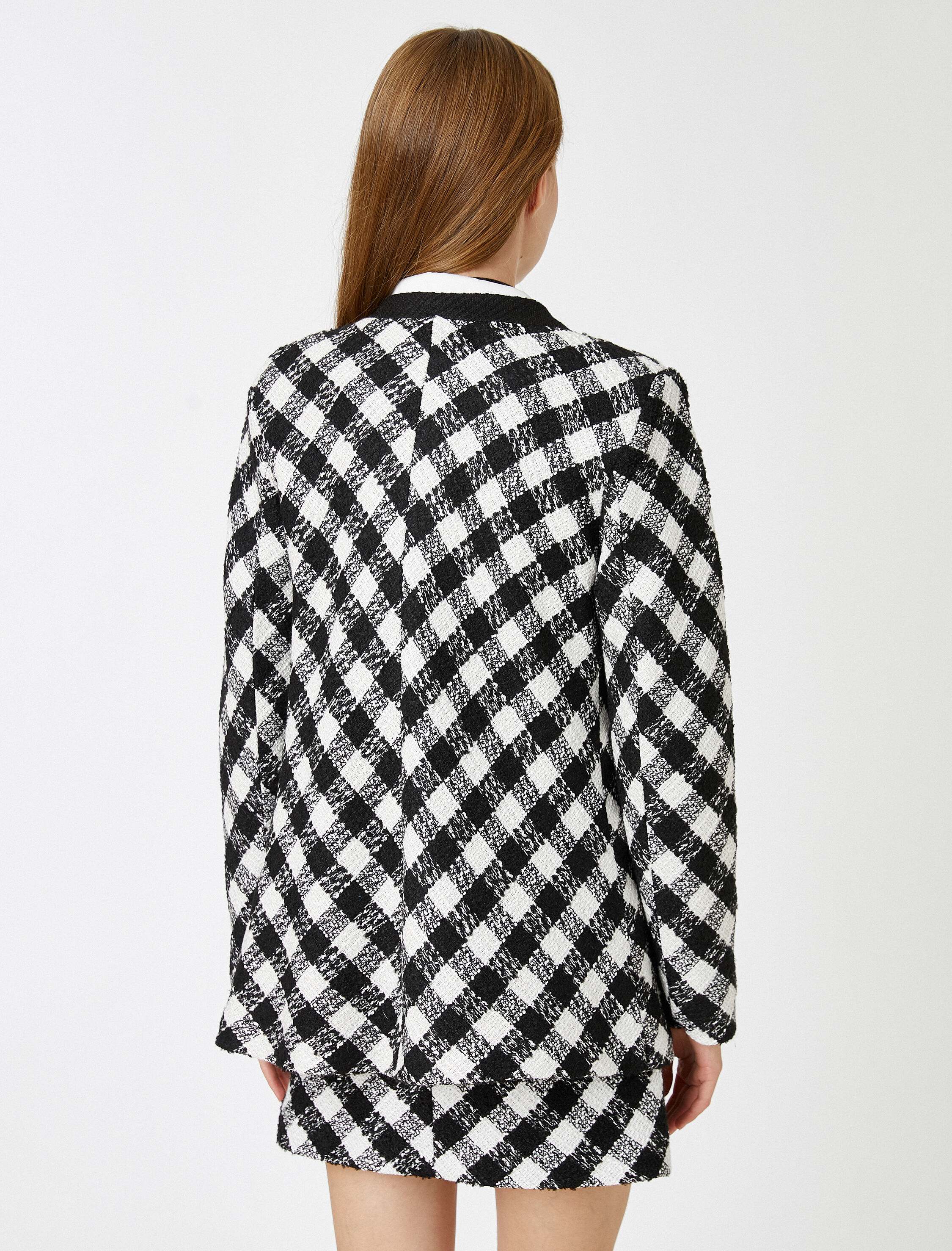   Düğmeli Cepli Ekose Ceket