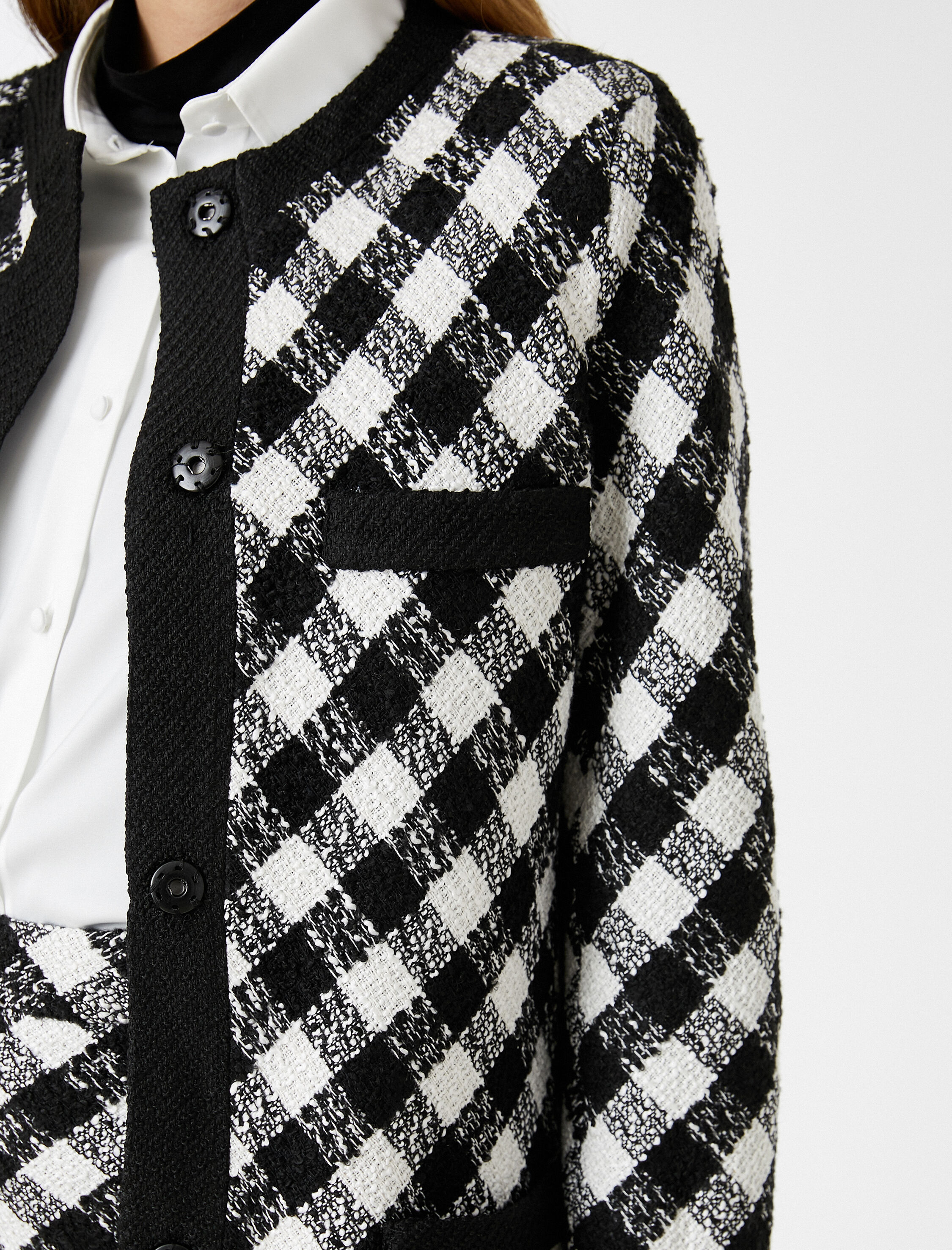   Düğmeli Cepli Ekose Ceket