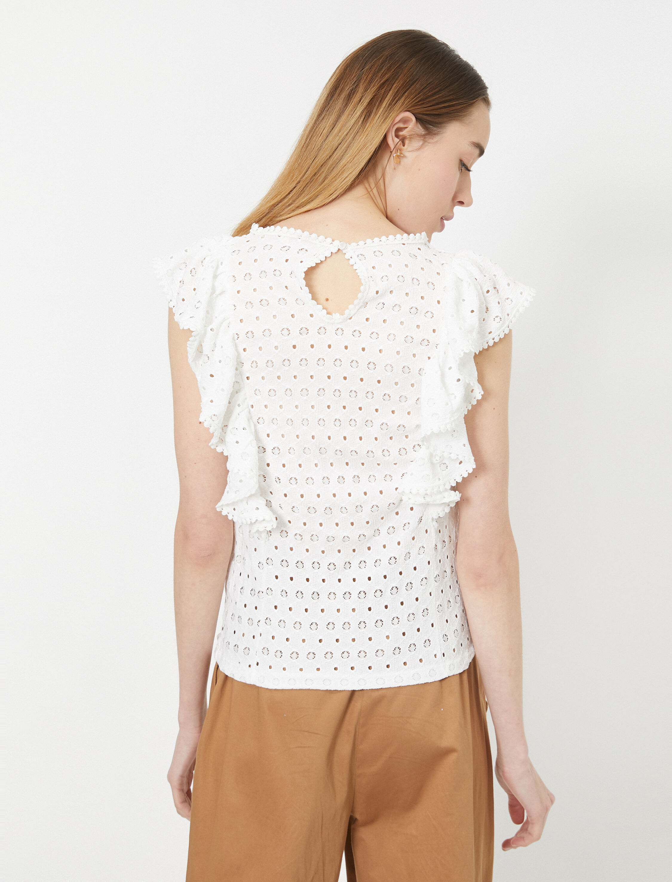   Yaka Detaylı Kısa Kollu Fırfır Detaylı Atlet