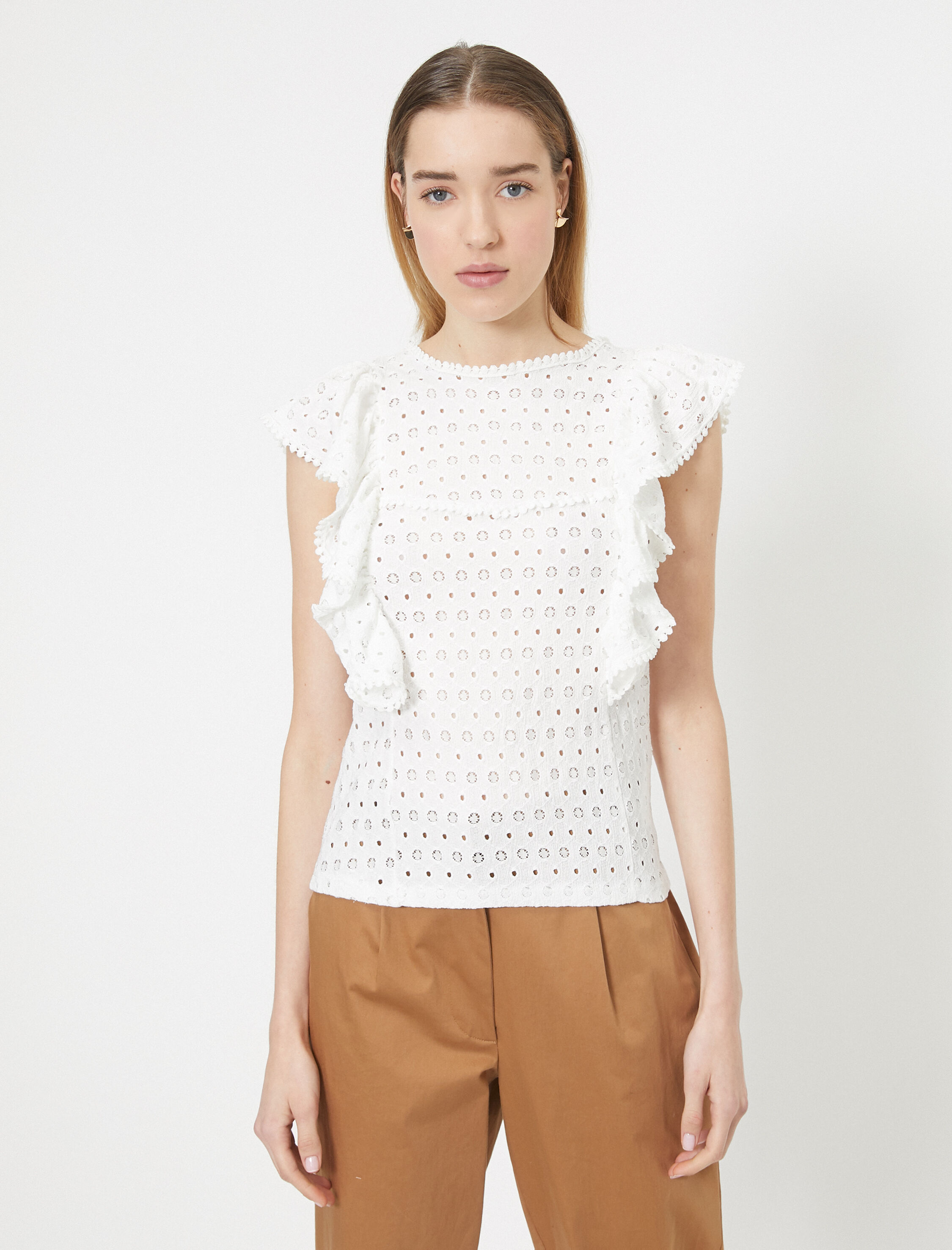   Yaka Detaylı Kısa Kollu Fırfır Detaylı Atlet