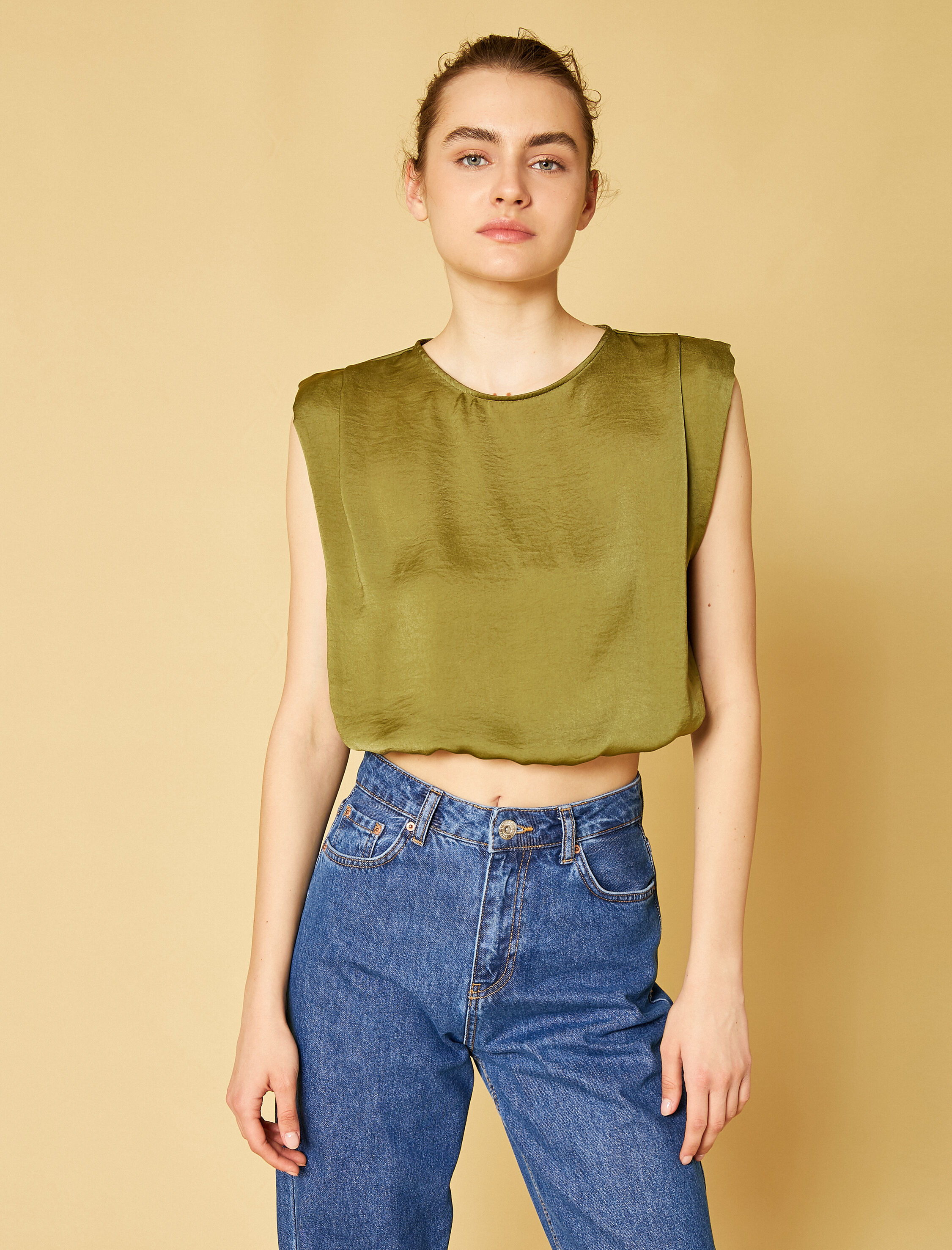 Crop Bluz Bisiklet Yaka