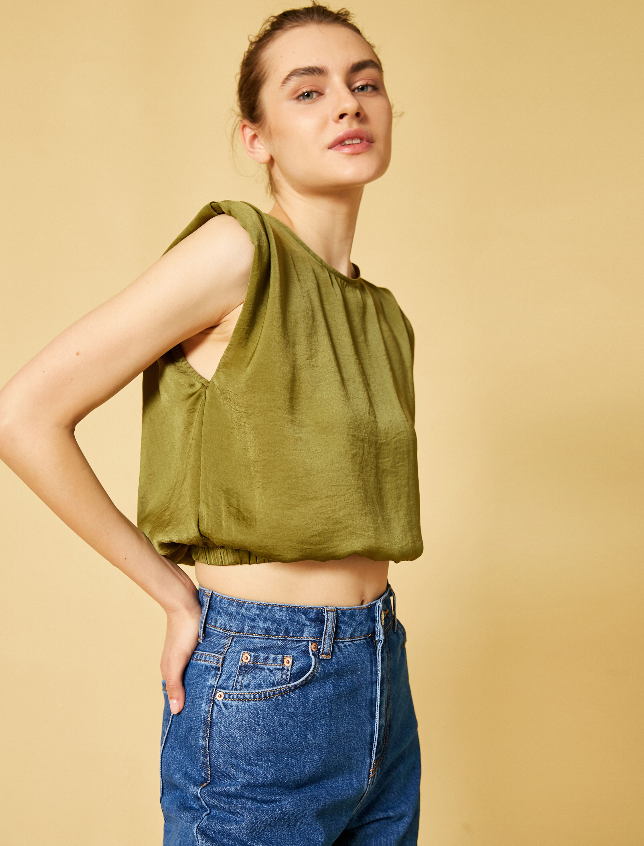Crop Bluz Bisiklet Yaka