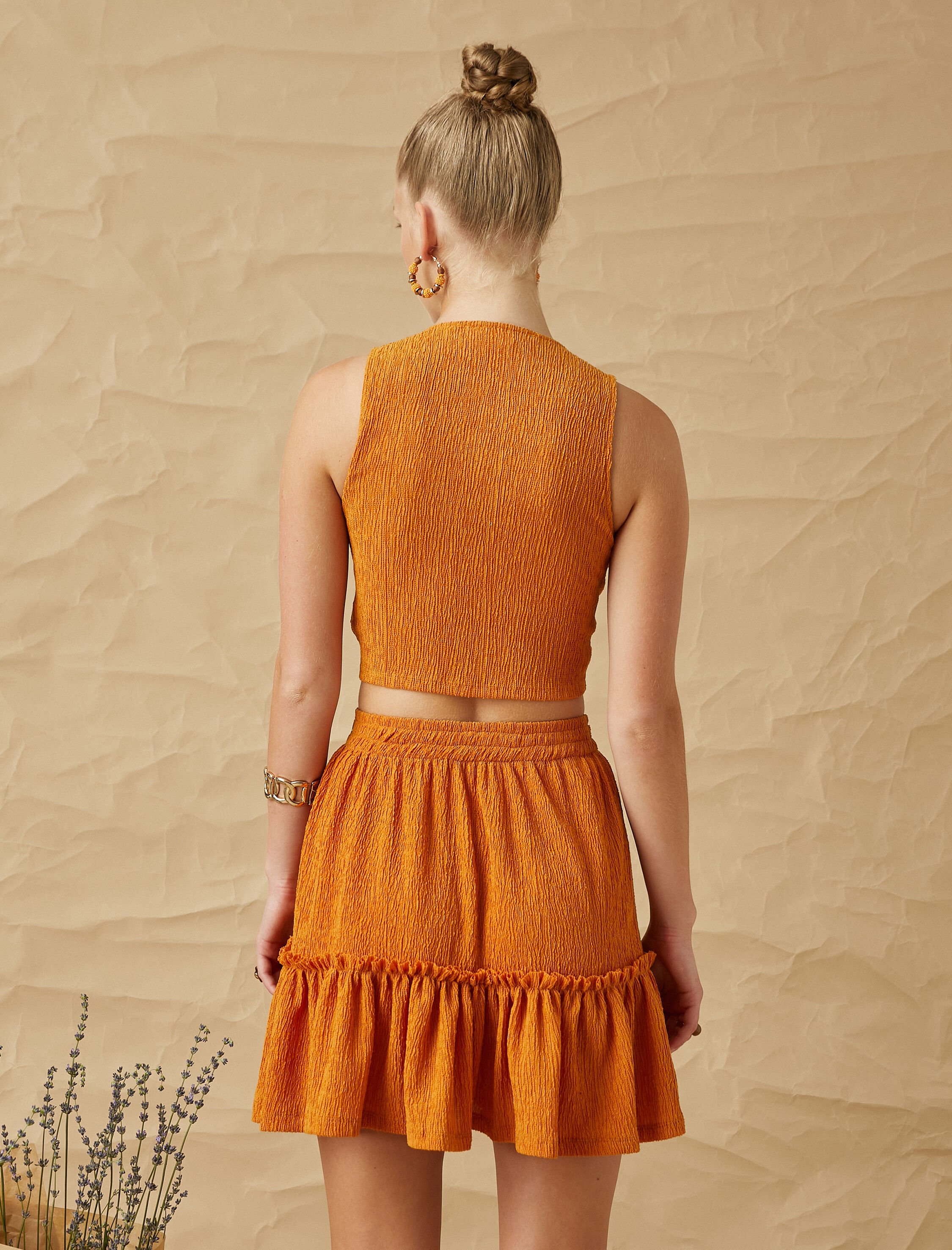   Crop Atlet Büzgülü V Yaka