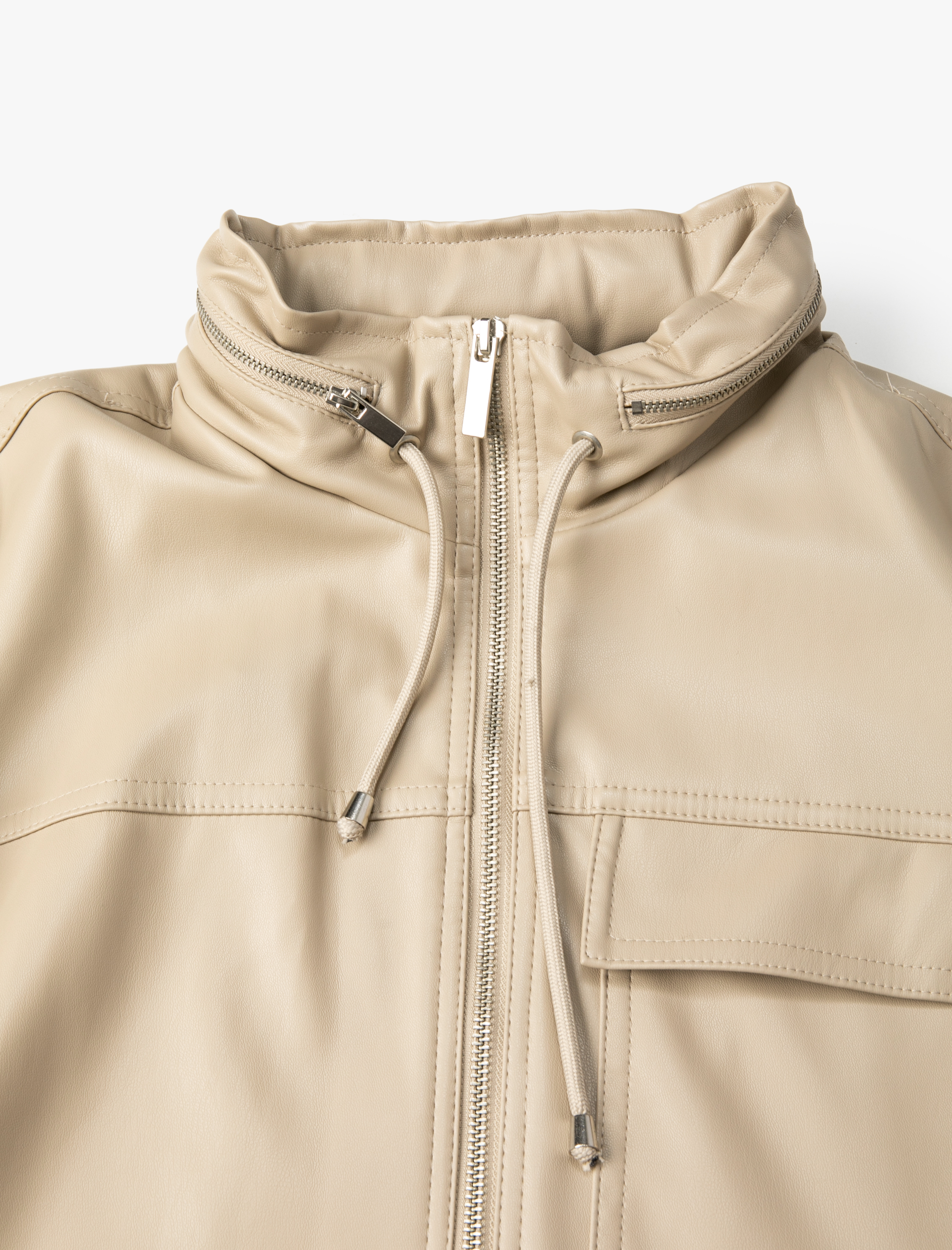   Suni Deri Yağmurluk Gizlenebilir Kapüşonlu