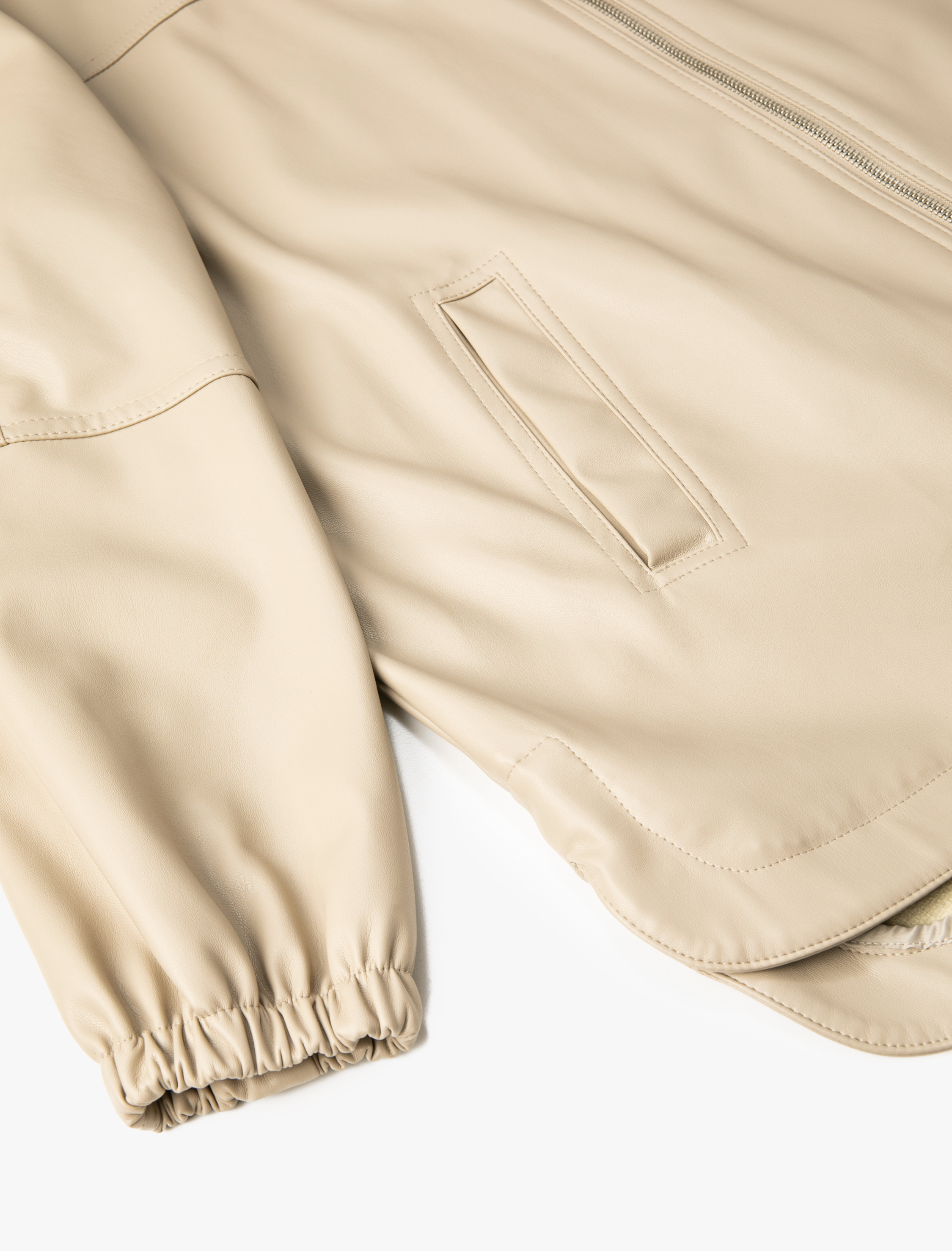   Suni Deri Yağmurluk Gizlenebilir Kapüşonlu