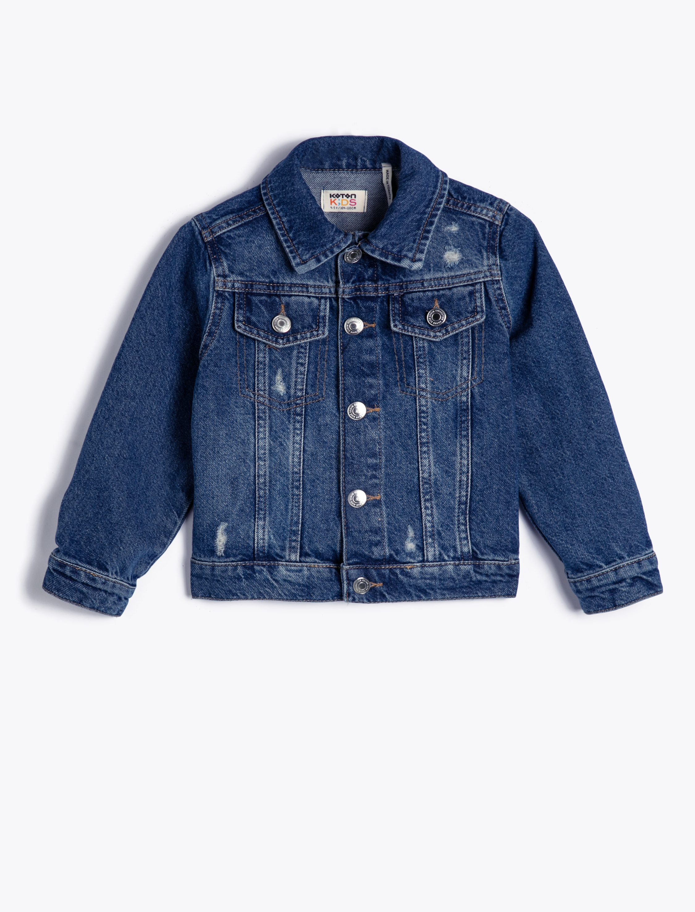  Erkek Çocuk Kot Ceket Kapaklı Cepli Pamuklu Uzun Kollu