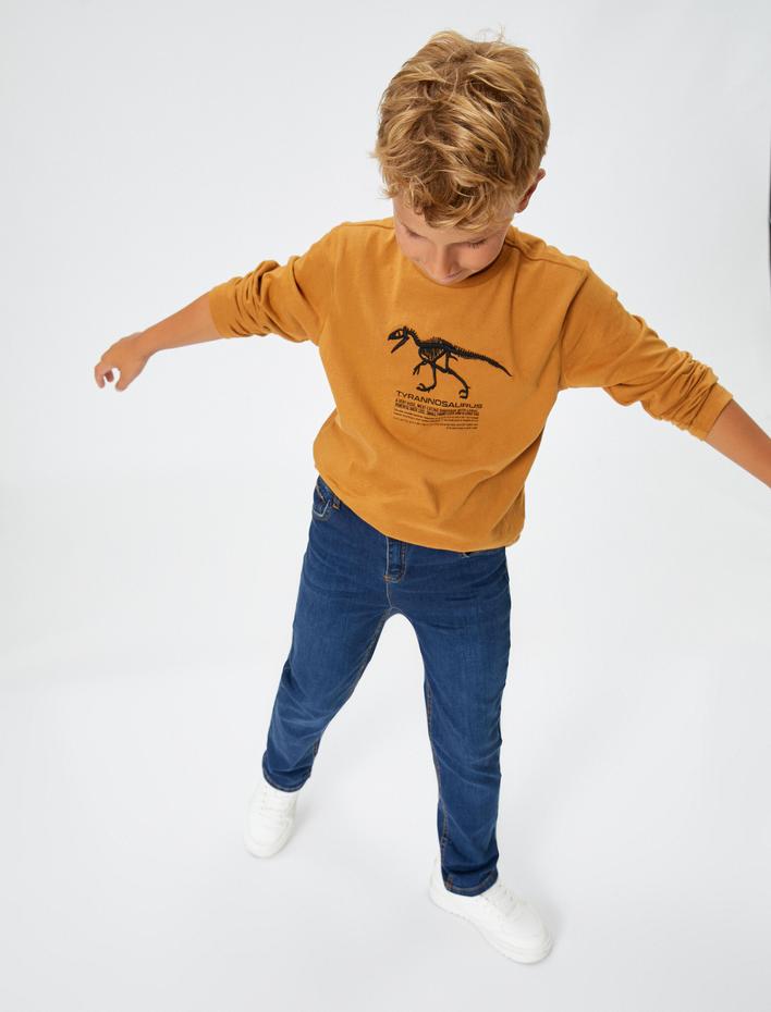 Erkek Çocuk Normal Bel Dar Paça Pamuklu Kot Pantolon - Slim Jean