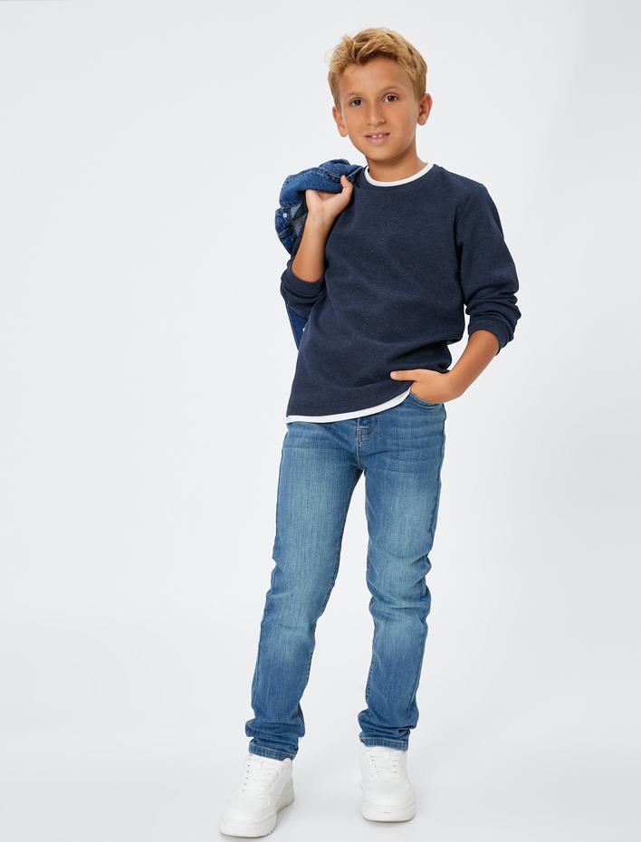 Erkek Çocuk Kot Pantolon Dar Paça Pamuklu Cepli - Skinny Jean