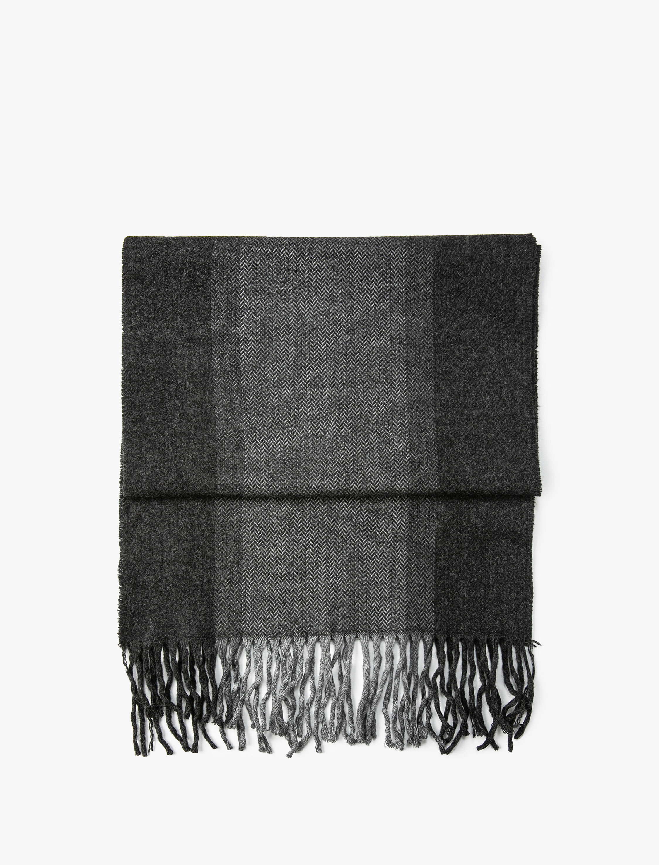  Erkek Atkı Püskül Detaylı Renk Bloklu Yumuşak Dokulu