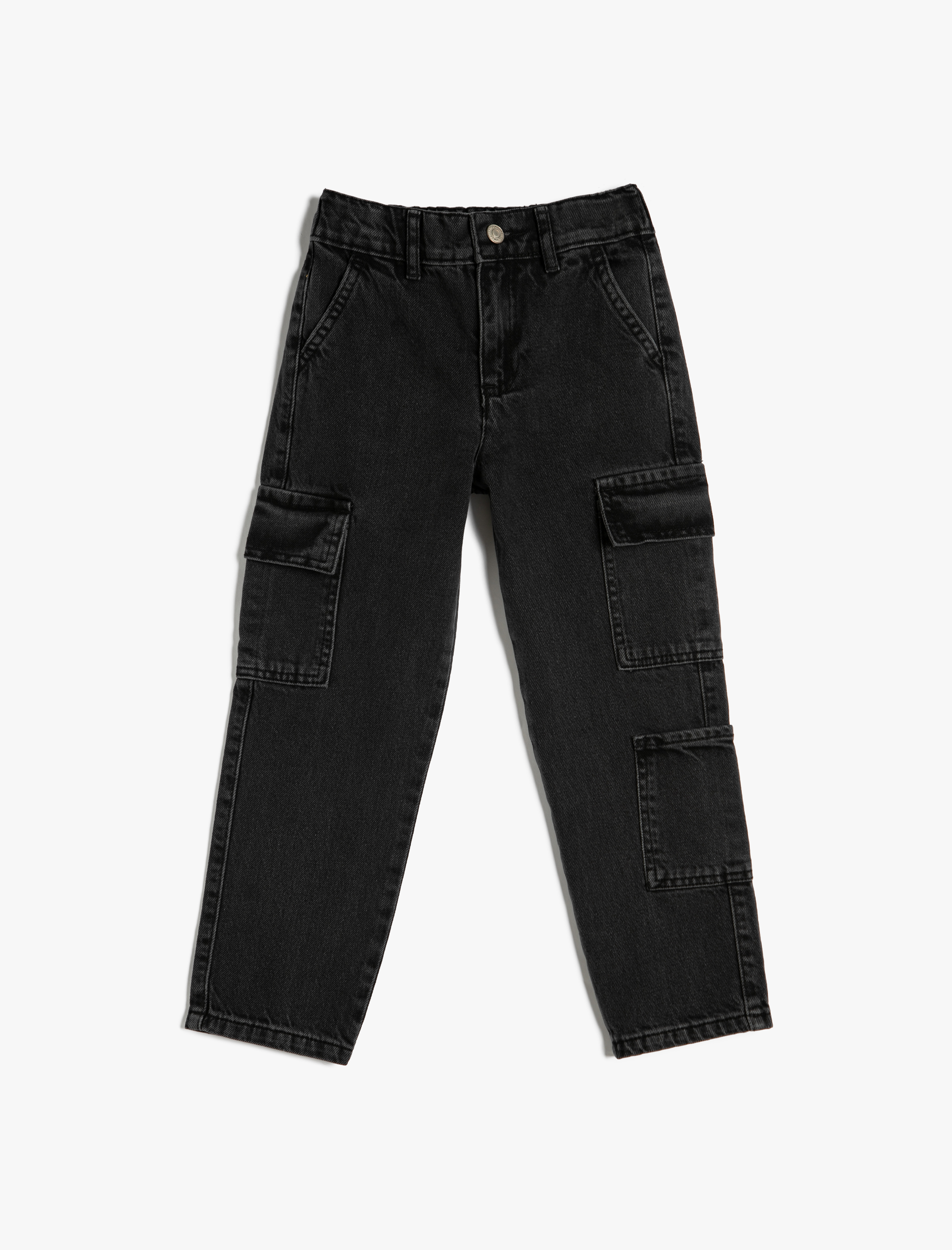  Erkek Çocuk Kargo Kot Pantolon Beli Lastikli Cepli İçten Ayarlanabilir Lastikli Pamuklu