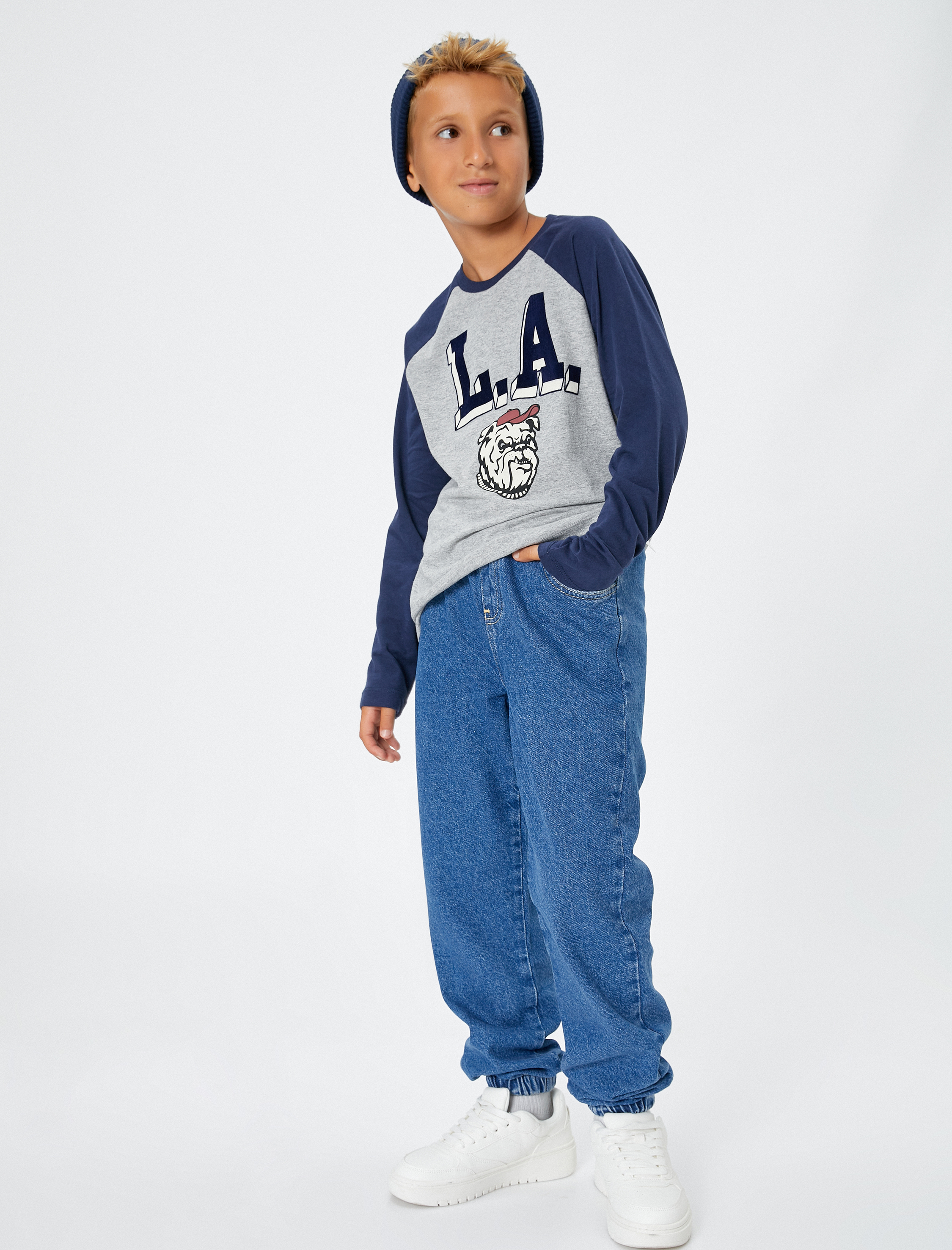  Erkek Çocuk Jogger Kot Pantolon Beli Ayarlanabilir Lastikli Cepli Pamuklu