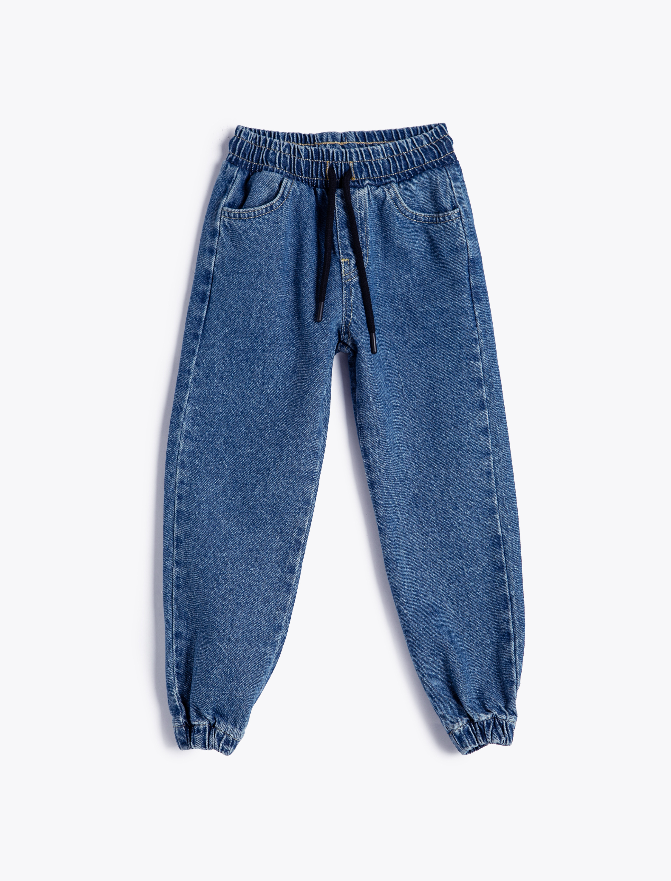  Erkek Çocuk Jogger Kot Pantolon Beli Ayarlanabilir Lastikli Cepli Pamuklu