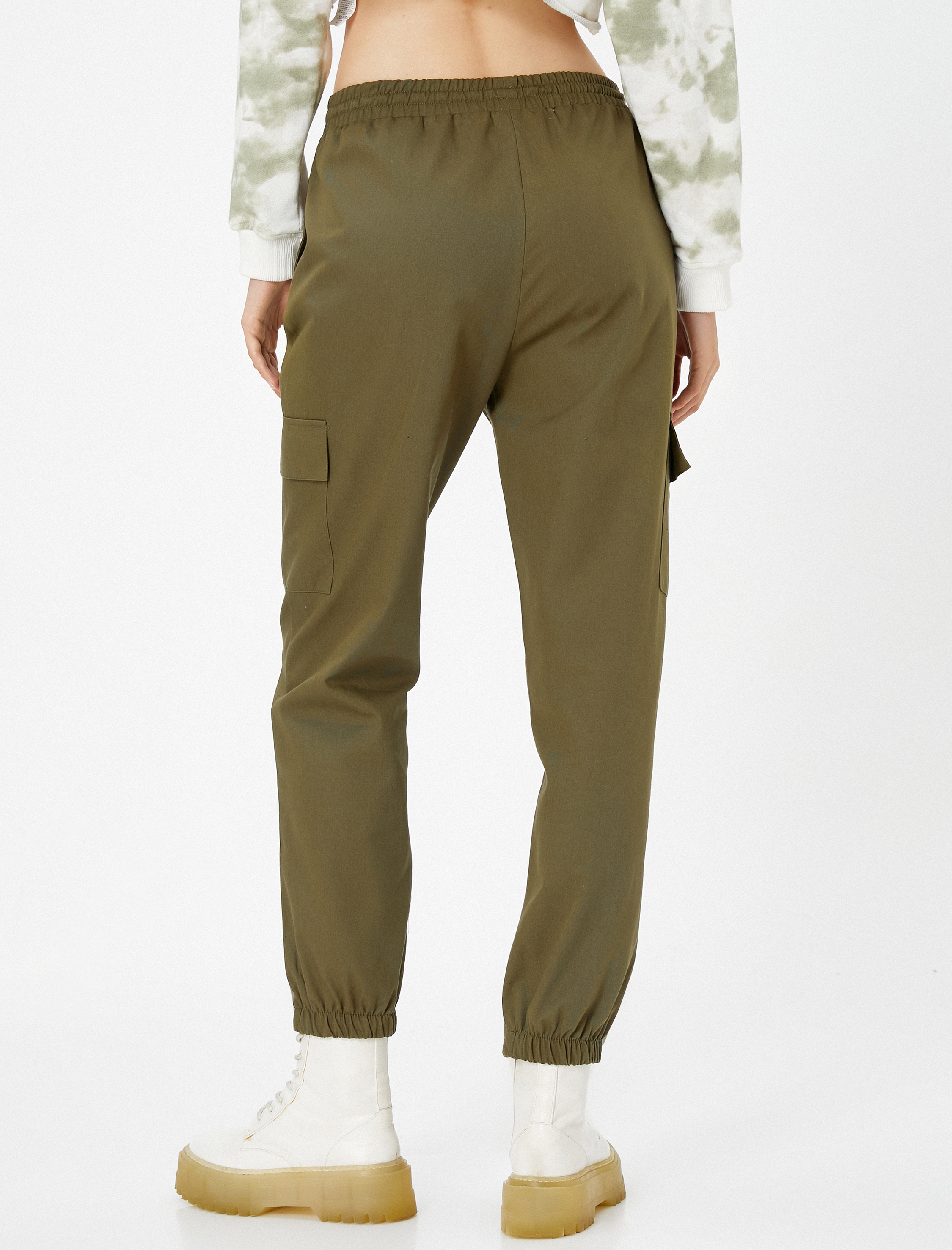   Kargo Gabardin Pantolon Beli Bağlamalı Cepli Pamuklu