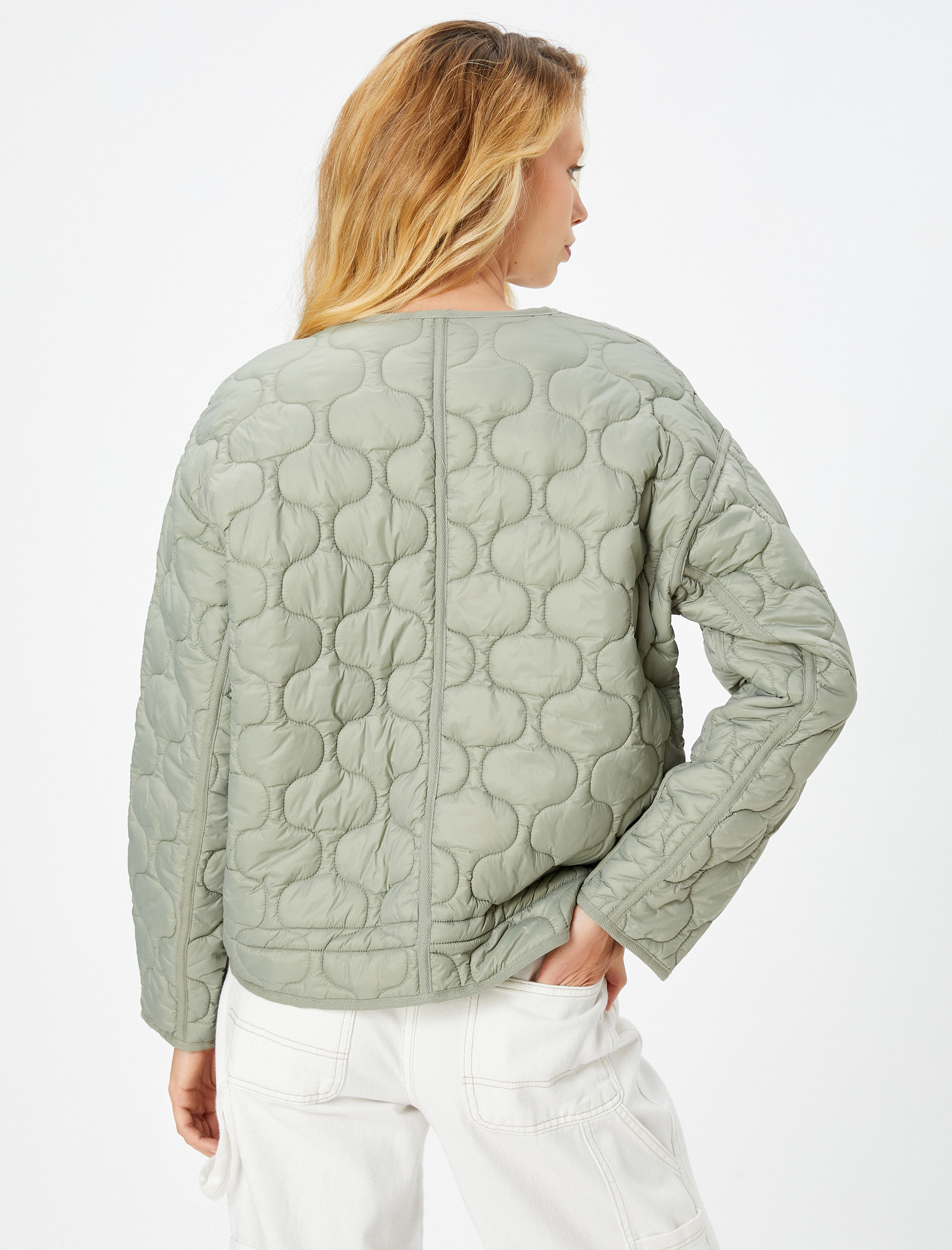   Kapitone Ceket Cep Detaylı Çıtçıt Düğmeli