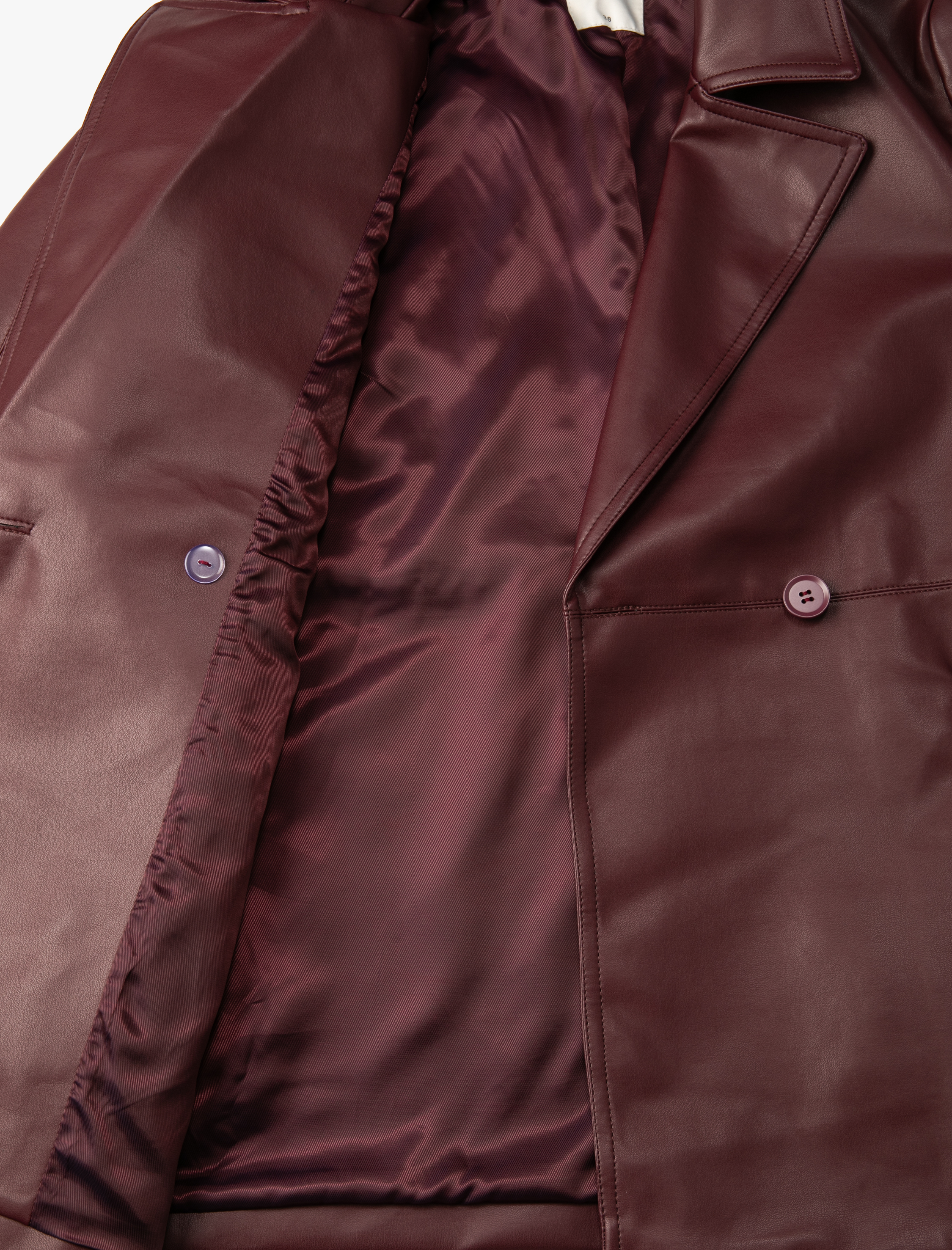   Suni Deri Trençkot Kuşaklı Cepli Kruvaze