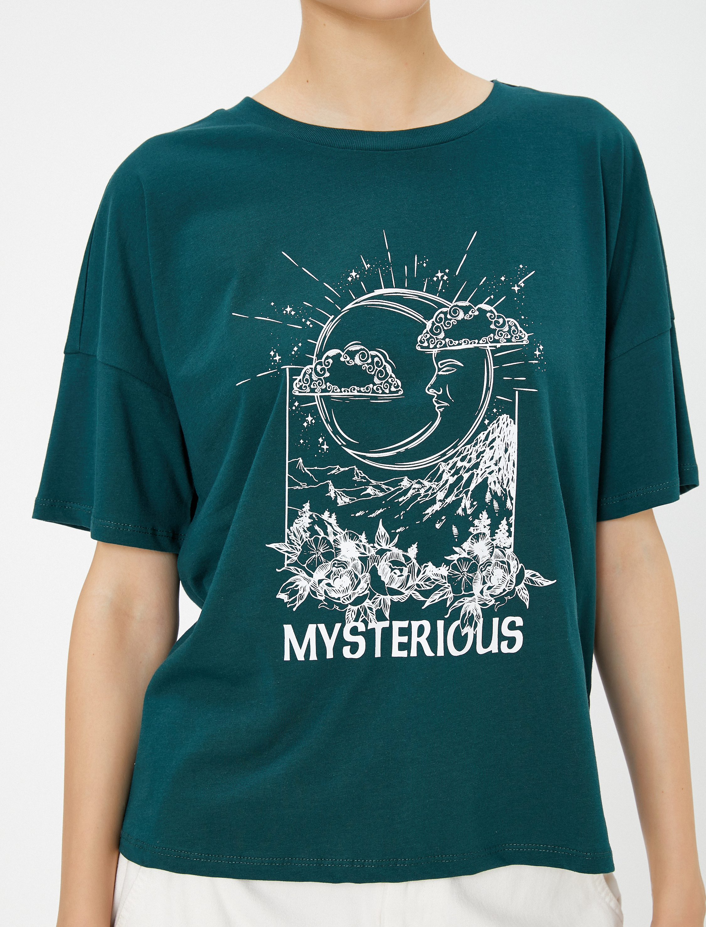   Baskılı Tişört Kısa Kollu Yuvarlak Yaka Pamuklu