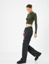 Kargo Straight Jean Düz Paça Normal Bel Cepli Pamuklu - Nora Jean