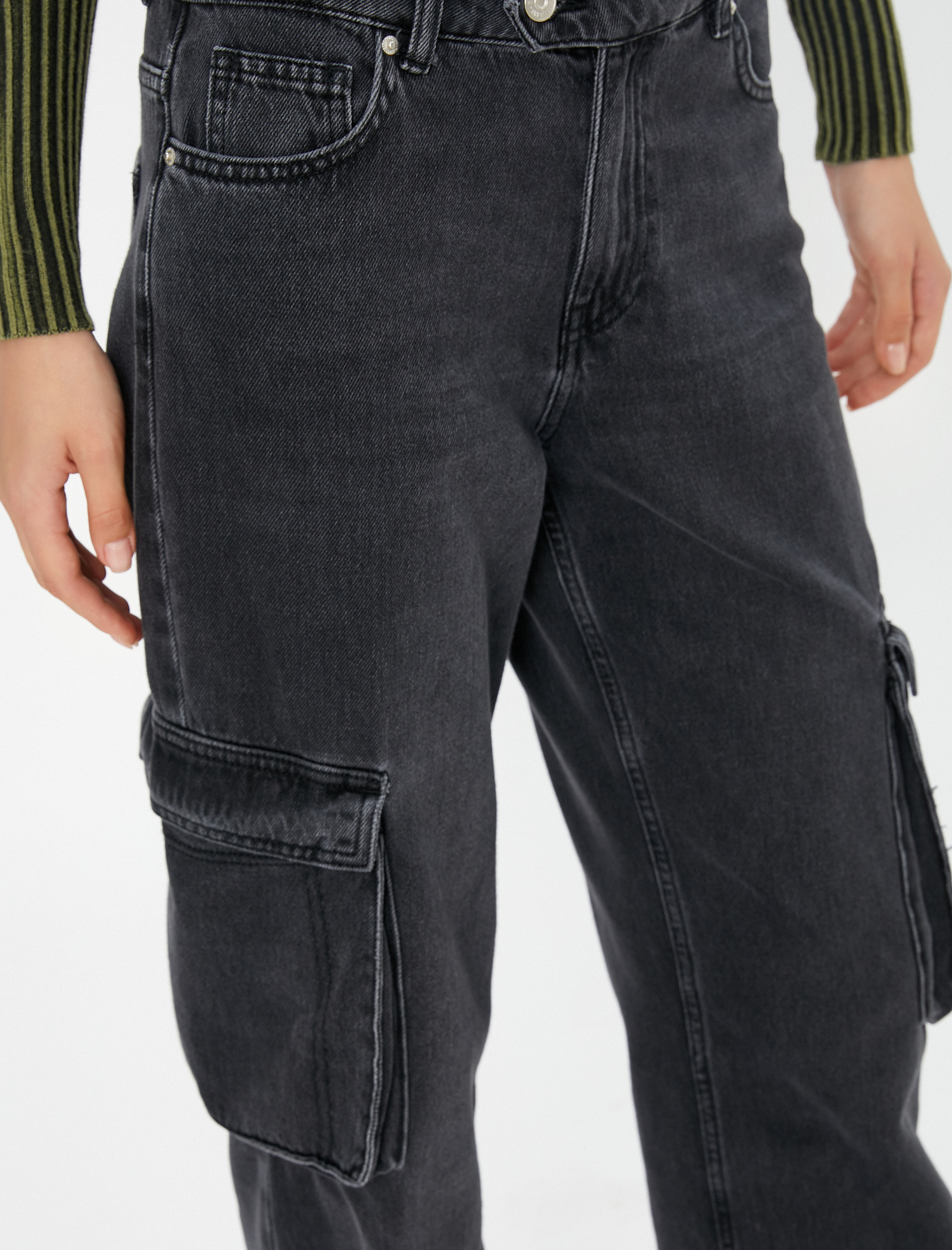   Kargo Straight Jean Düz Paça Normal Bel Cepli Pamuklu - Nora Jean