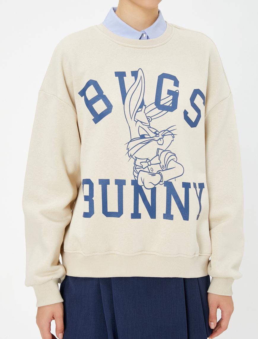   Bugs Bunny Sweatshirt Lisanslı Şardonlu Uzun Kollu Bisiklet Yaka