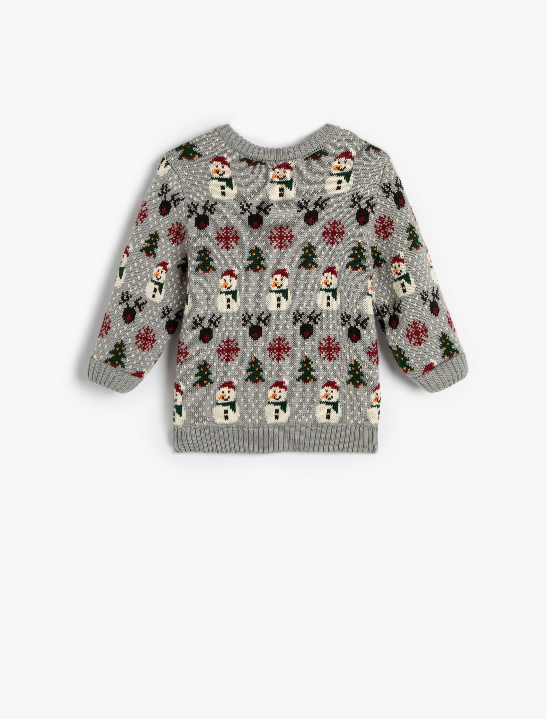  Erkek Bebek Yılbaşı Kazağı Kardan Adam Desenli Uzun Kollu