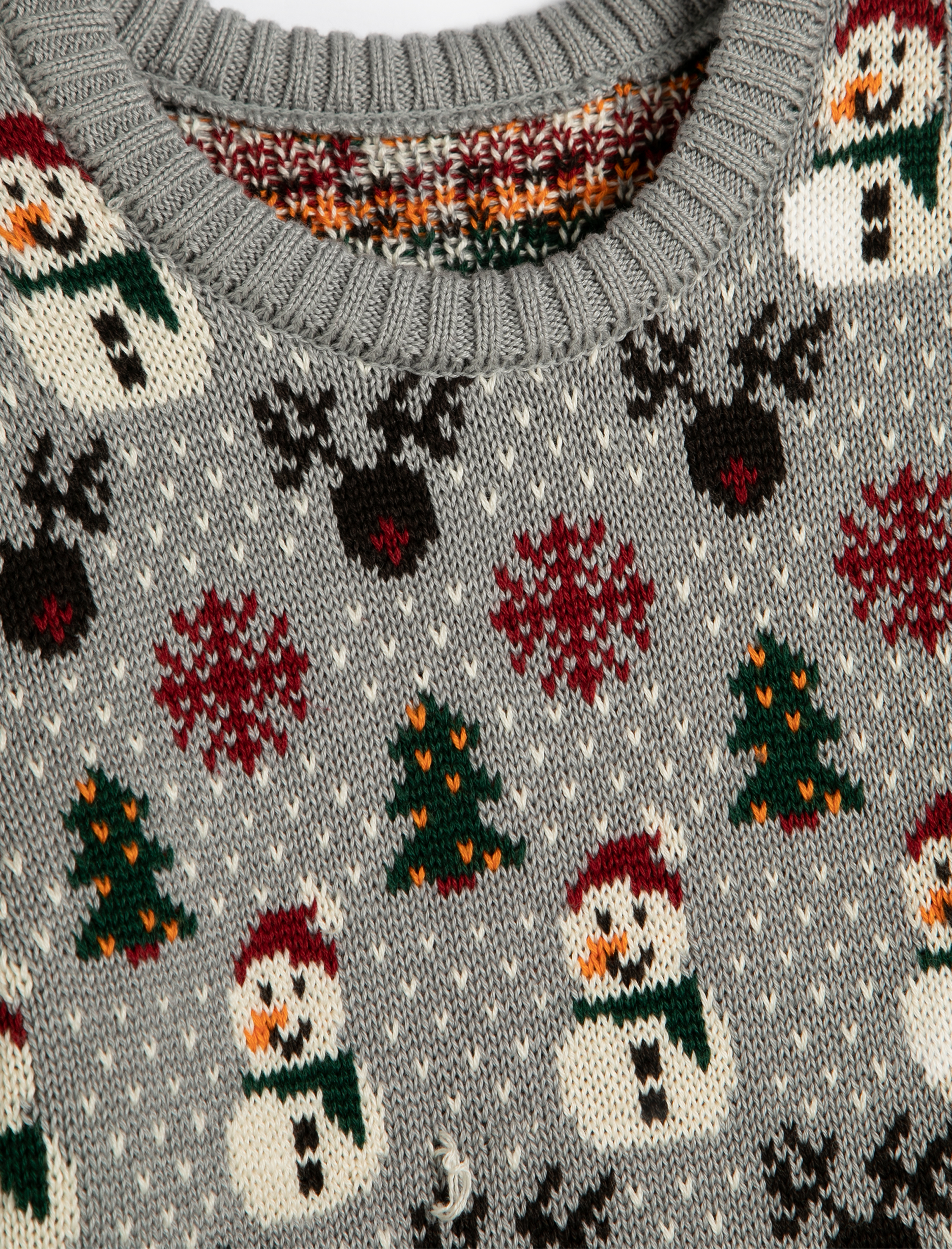  Erkek Bebek Yılbaşı Kazağı Kardan Adam Desenli Uzun Kollu