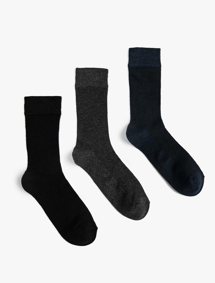  Erkek Basic 3'lü Soket Çorap Seti Çok Renkli